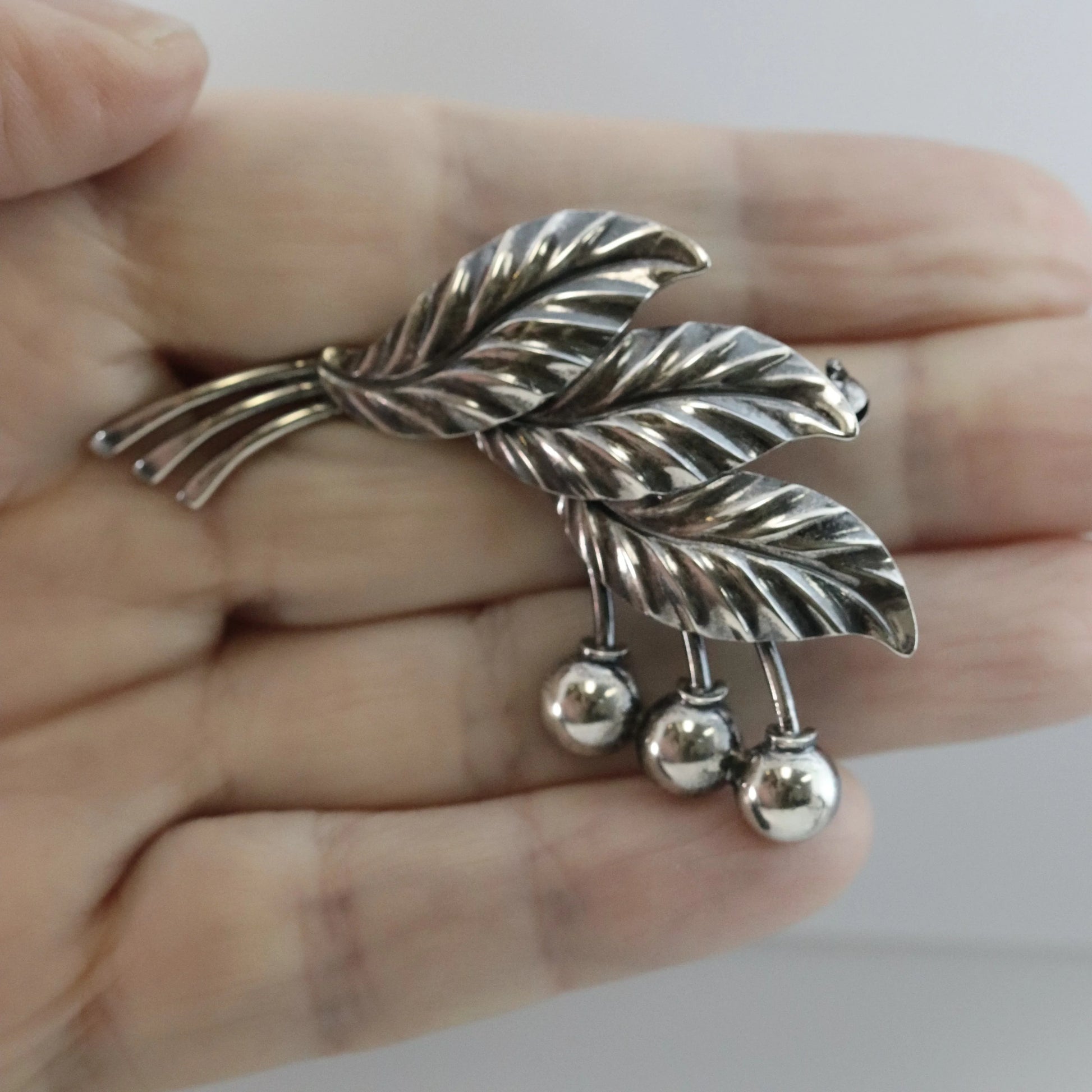 Marius Sørensen Scandinavian Berry and Leaf Brooch Denmark