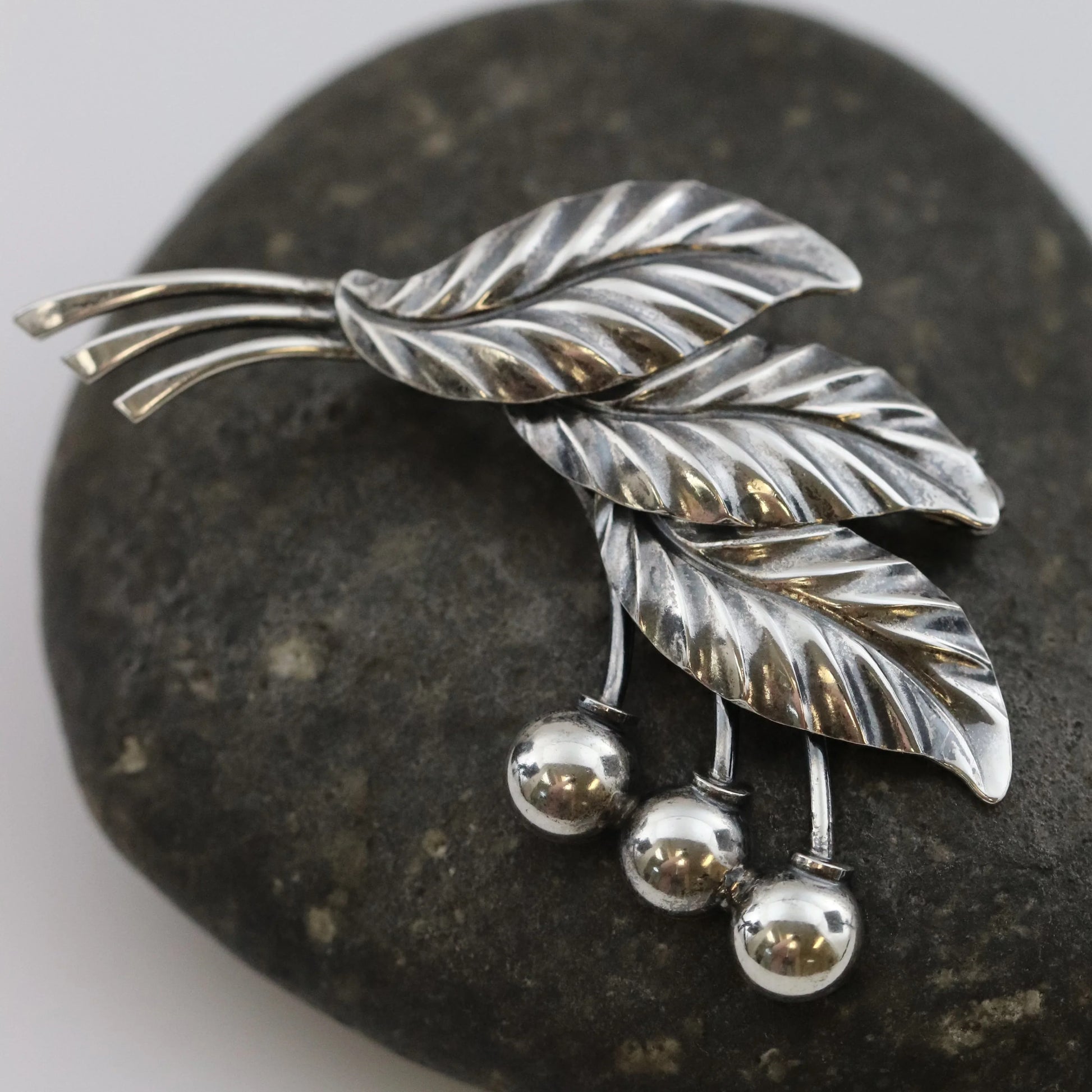 Marius Sørensen Scandinavian Berry and Leaf Brooch Denmark