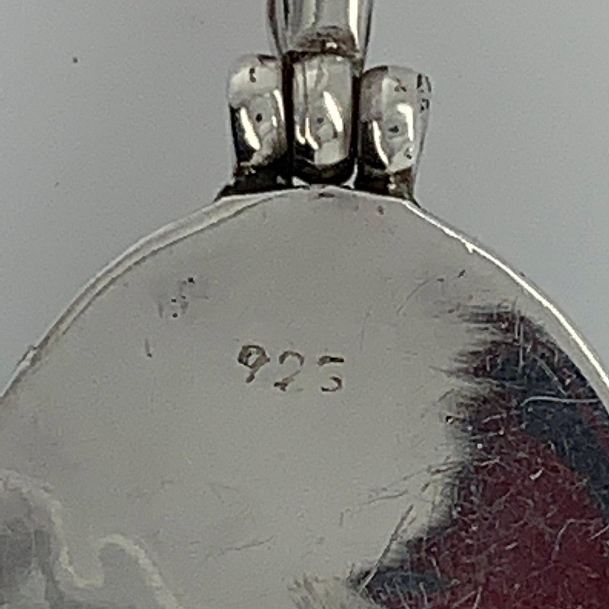 Mother of Pearl Necklace Pendant | Vintage Sterling Silver | 18" Heavy Figaro Chain - Carmel FSJ