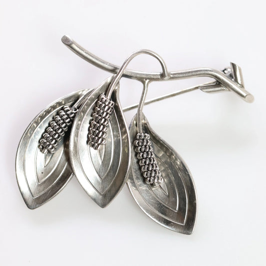 SOLD OUT: Aarre and Krogh Calla Lily Stem Brooch | Vintage Sterling Silver | Mid-Century Modernist Pin Denmark - Carmel Fine Silver Jewelry