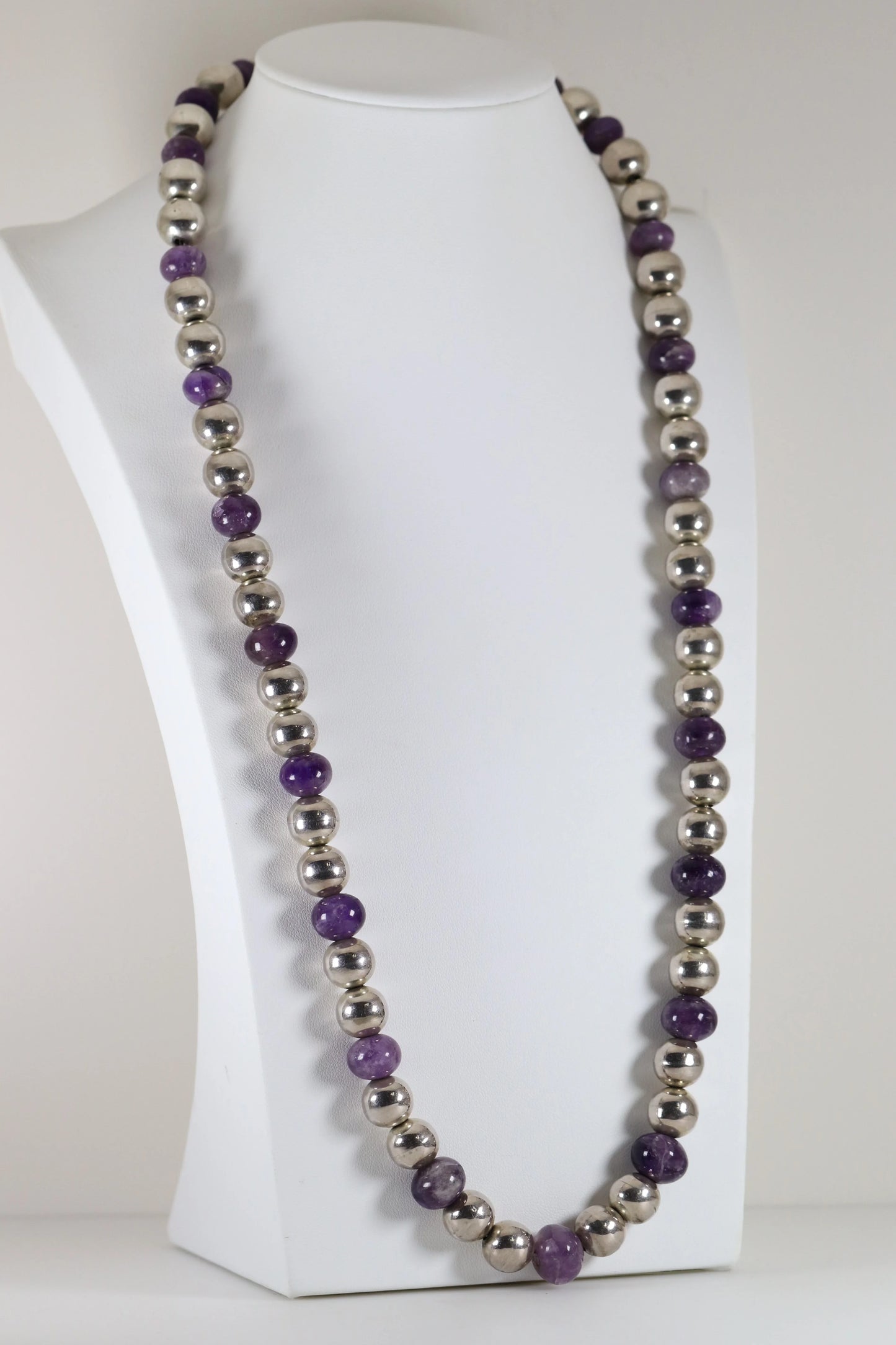 SOLD OUT: Amethyst and Silver Taxco Necklace | Vintage Sterling Silver | Jose Marmolejo Beaded Necklace - Carmel Fine Silver Jewelry