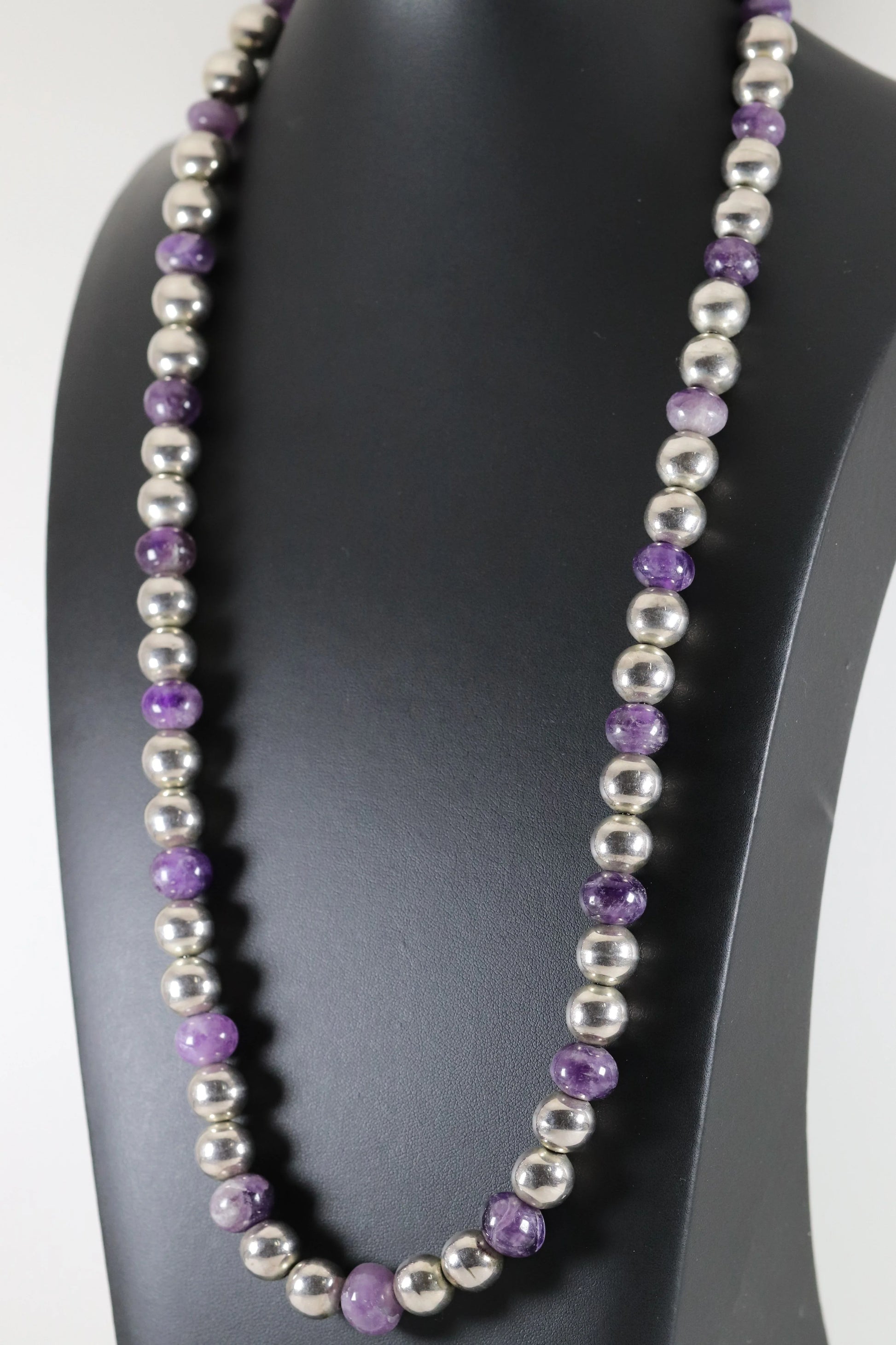 SOLD OUT: Amethyst and Silver Taxco Necklace | Vintage Sterling Silver | Jose Marmolejo Beaded Necklace - Carmel Fine Silver Jewelry