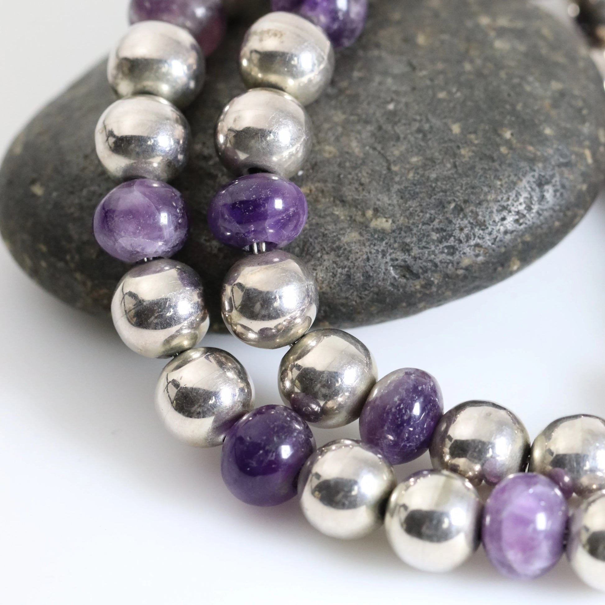 SOLD OUT: Amethyst and Silver Taxco Necklace | Vintage Sterling Silver | Jose Marmolejo Beaded Necklace - Carmel Fine Silver Jewelry