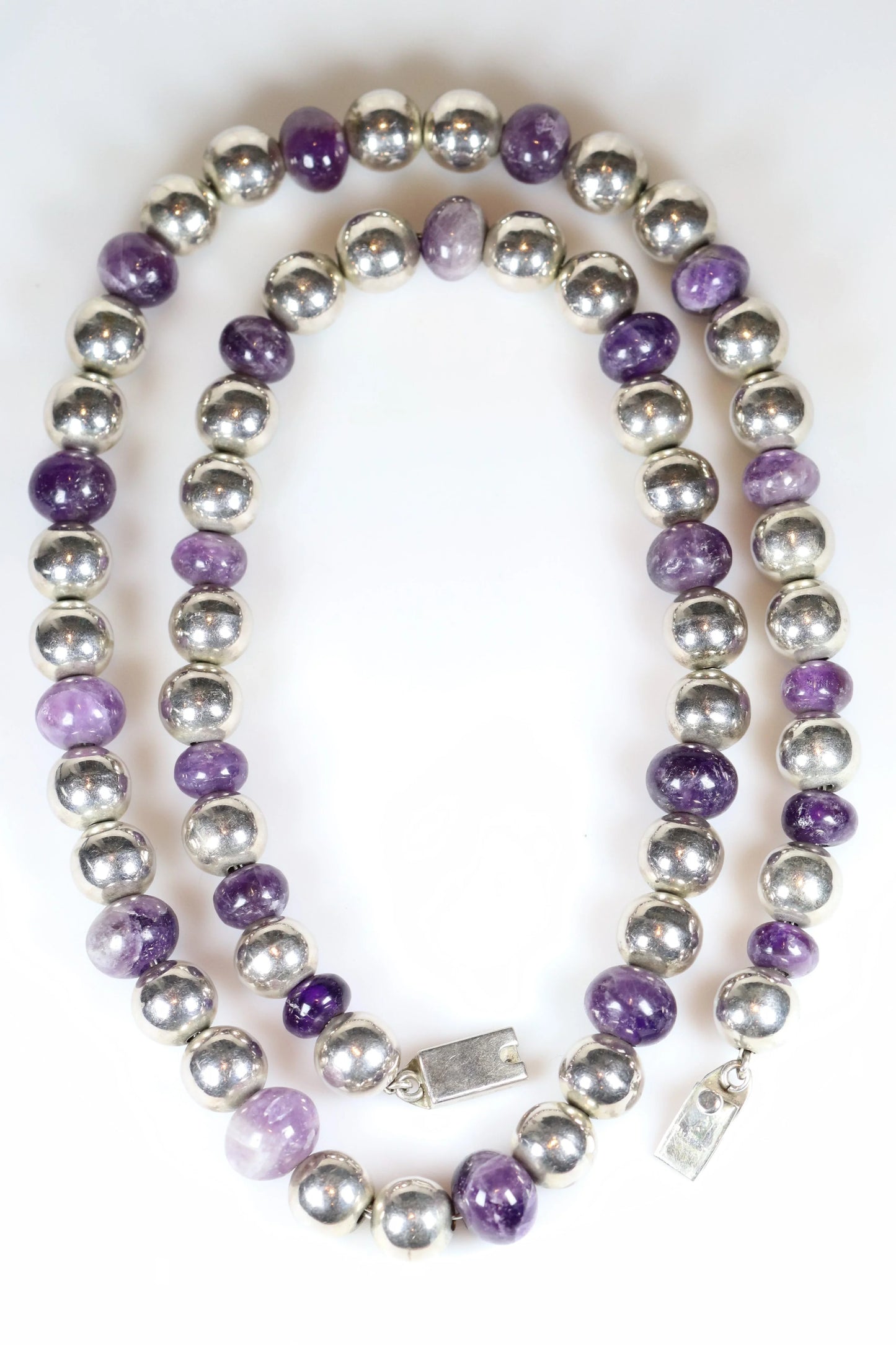 SOLD OUT: Amethyst and Silver Taxco Necklace | Vintage Sterling Silver | Jose Marmolejo Beaded Necklace - Carmel Fine Silver Jewelry