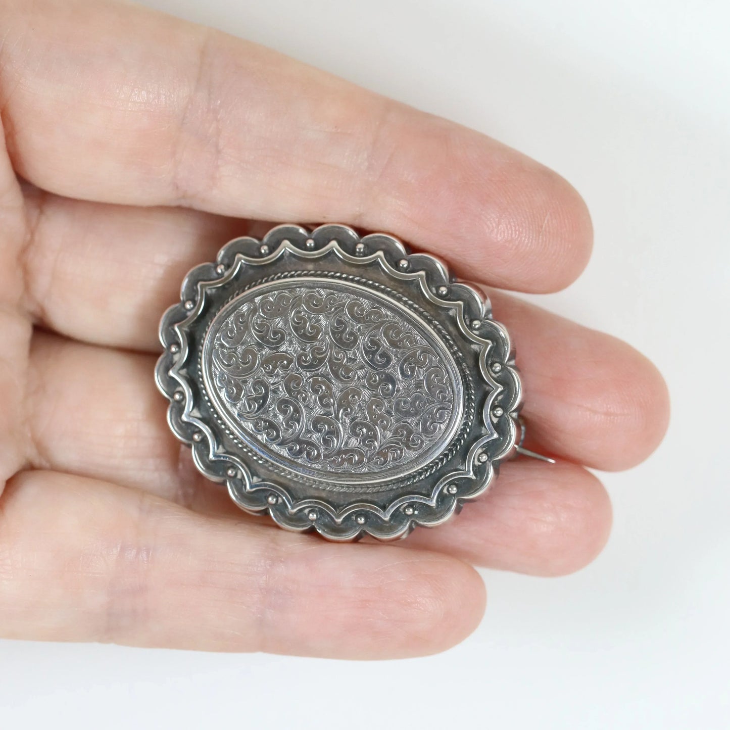 SOLD OUT: Antique English Silver Jewelry | Victorian Locket Brooch - Carmel Fine Silver Jewelry
