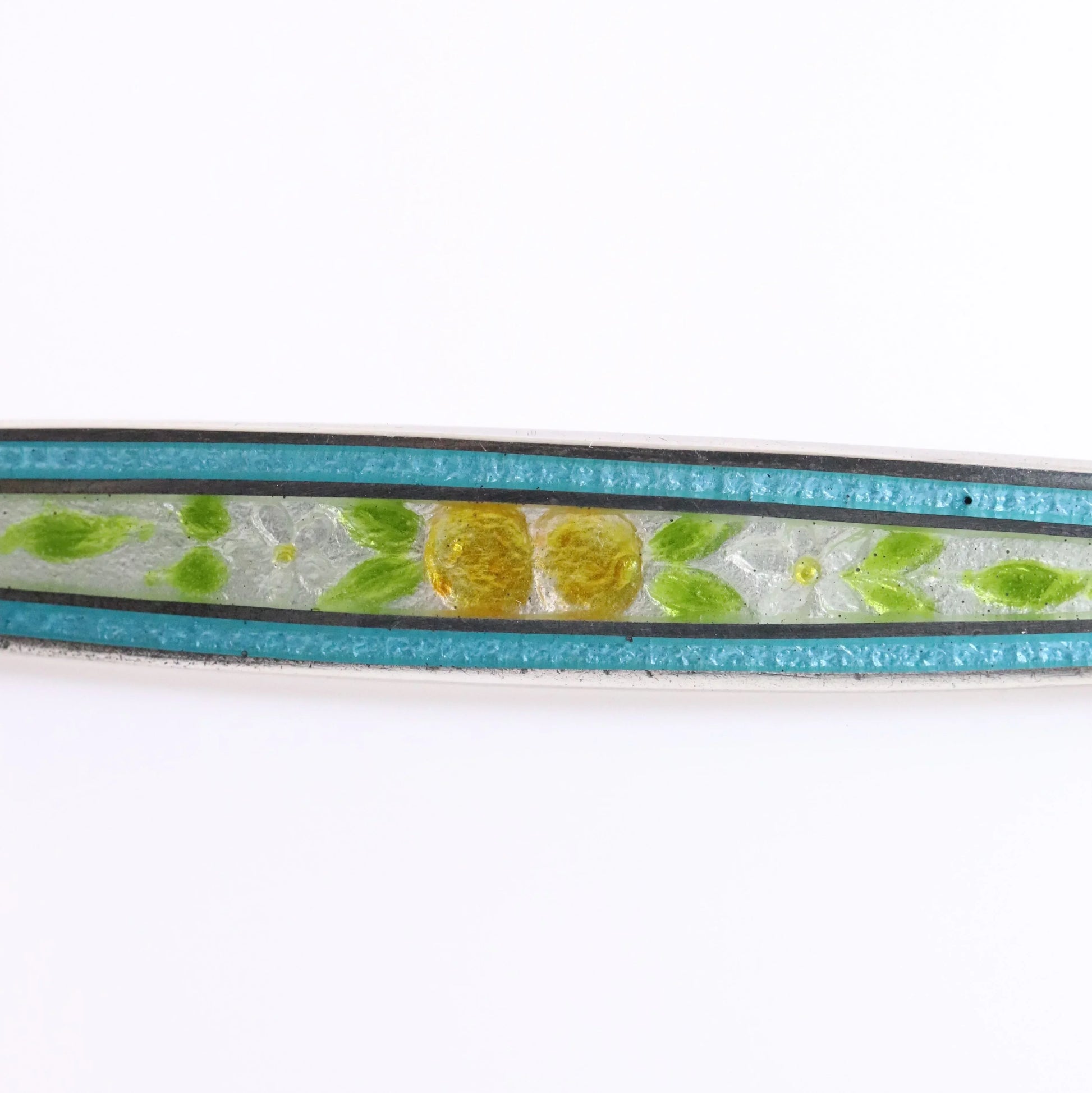 SOLD OUT: Antique English Sterling Silver Jewelry | Floral Guilloche Enamel Brooch - Carmel Fine Silver Jewelry