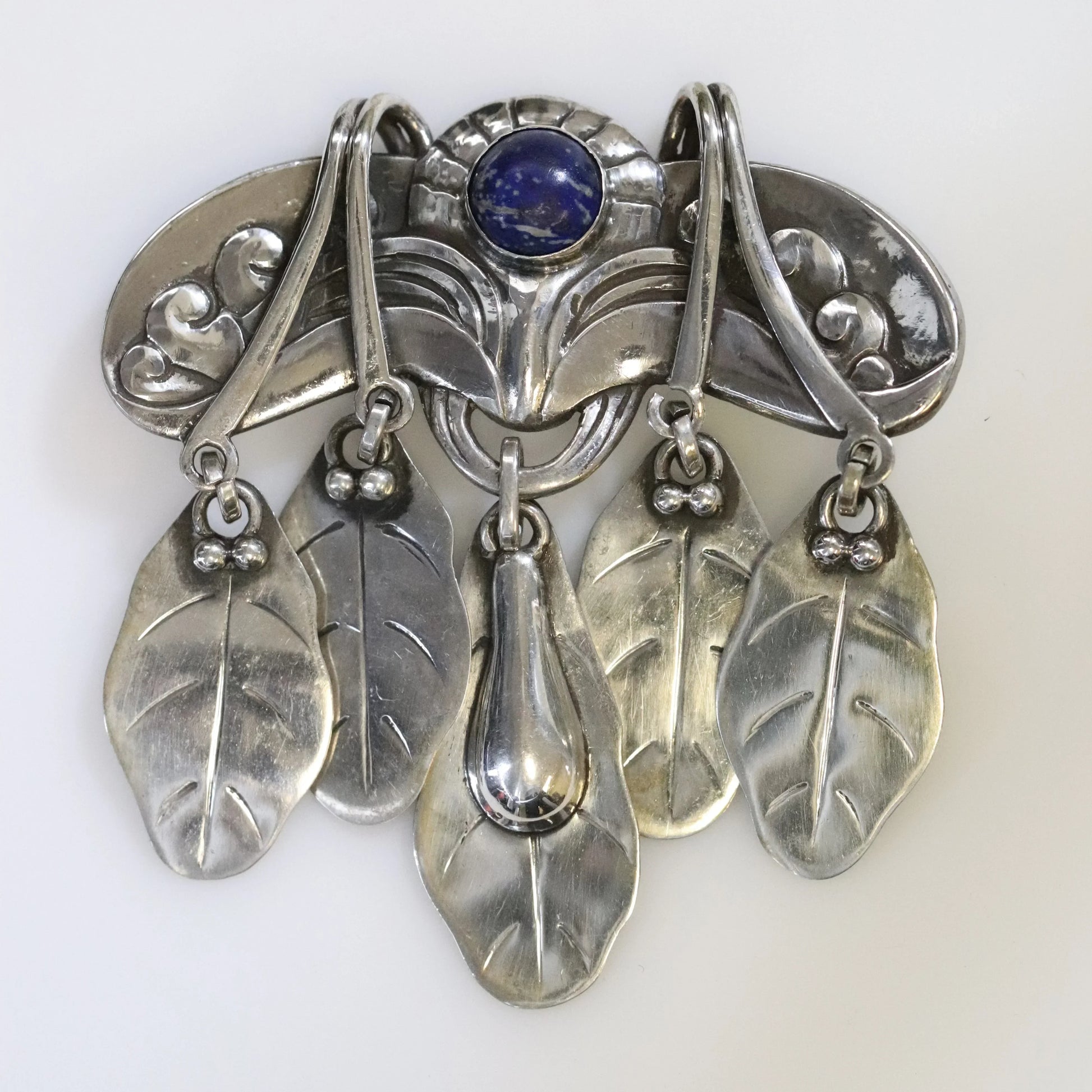 SOLD OUT: Antique Georg Jensen Jewelry | Early Lapis Lazuli Art Nouveau Brooch 14 - Carmel Fine Silver Jewelry