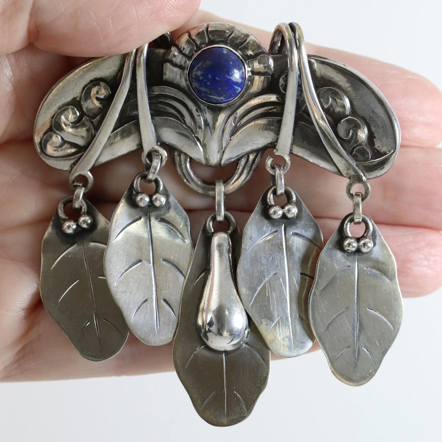SOLD OUT: Antique Georg Jensen Jewelry | Early Lapis Lazuli Art Nouveau Brooch 14 - Carmel Fine Silver Jewelry