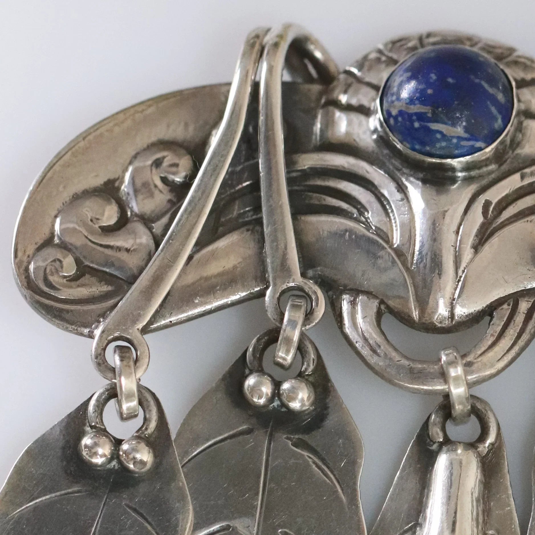 SOLD OUT: Antique Georg Jensen Jewelry | Early Lapis Lazuli Art Nouveau Brooch 14 - Carmel Fine Silver Jewelry