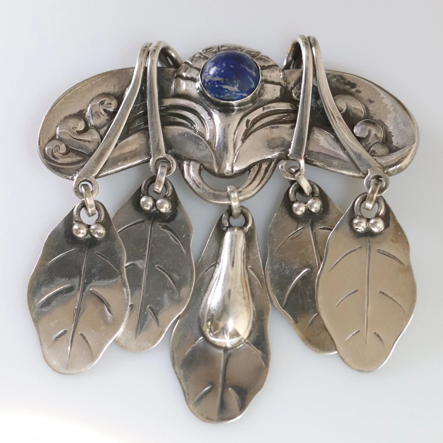 SOLD OUT: Antique Georg Jensen Jewelry | Early Lapis Lazuli Art Nouveau Brooch 14 - Carmel Fine Silver Jewelry