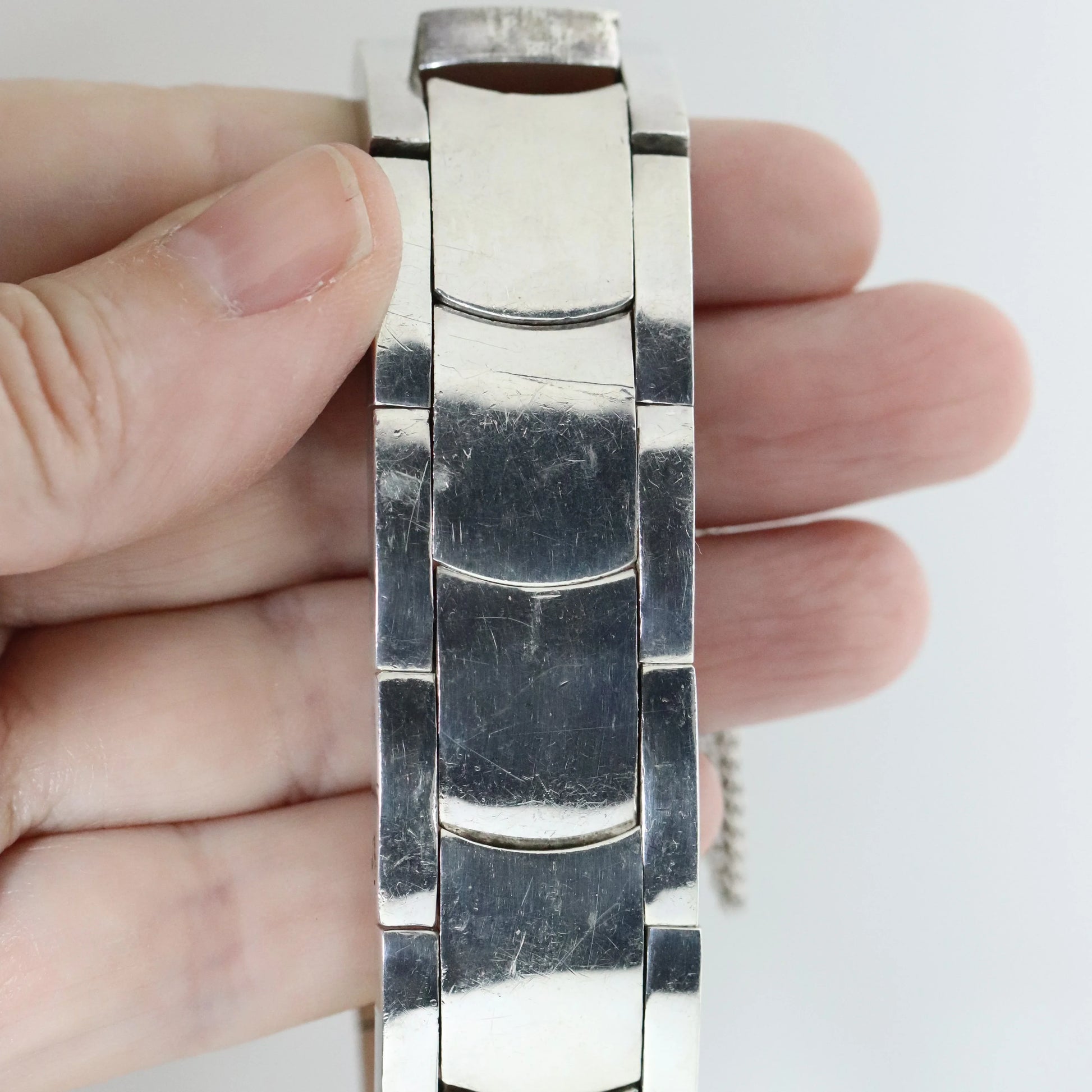 SOLD OUT: Antonio Pineda Bracelet | Taxco Mid-Century Modernist Panel | Vintage 970 Sterling Silver Mexico - Carmel Fine Silver Jewelry