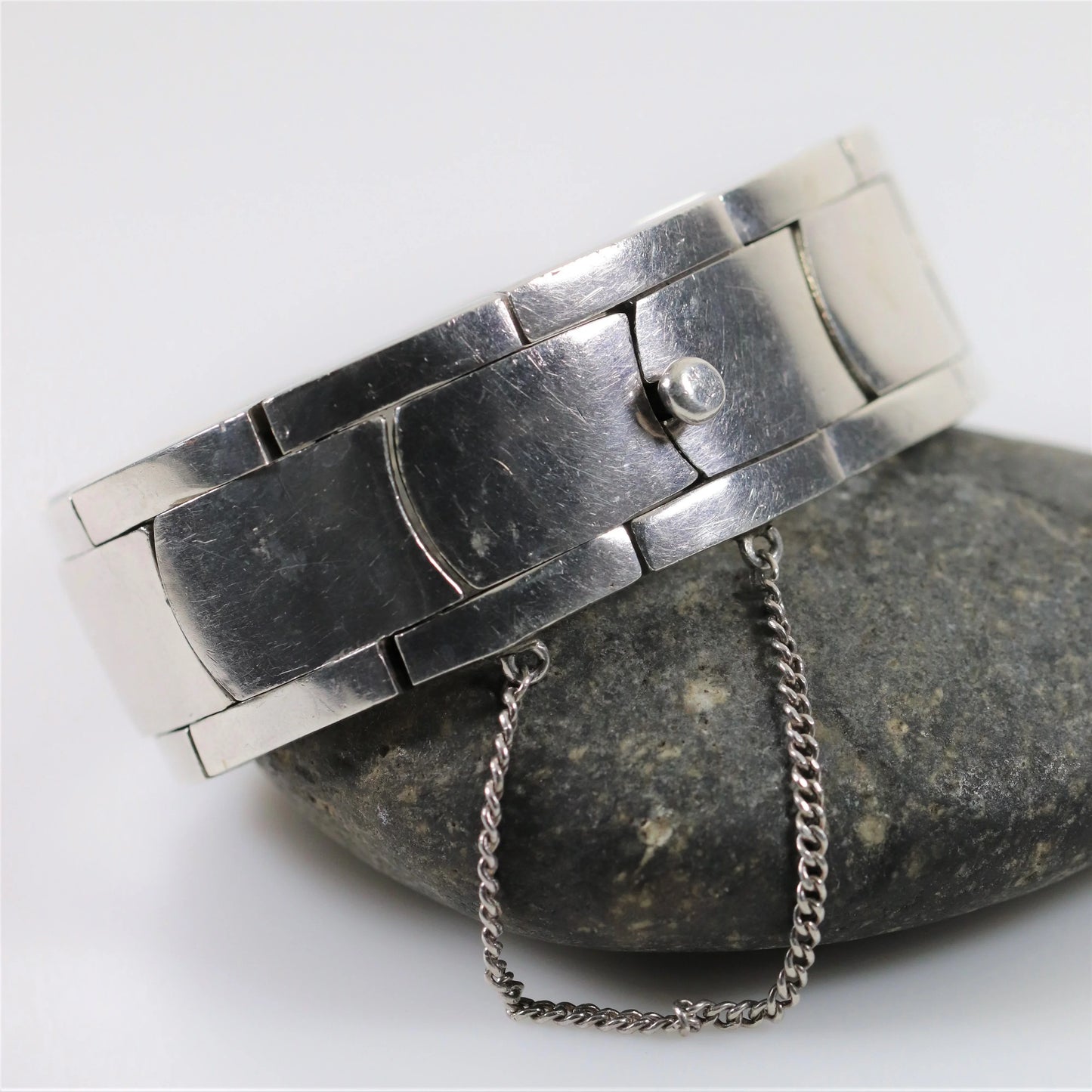 SOLD OUT: Antonio Pineda Bracelet | Taxco Mid-Century Modernist Panel | Vintage 970 Sterling Silver Mexico - Carmel Fine Silver Jewelry