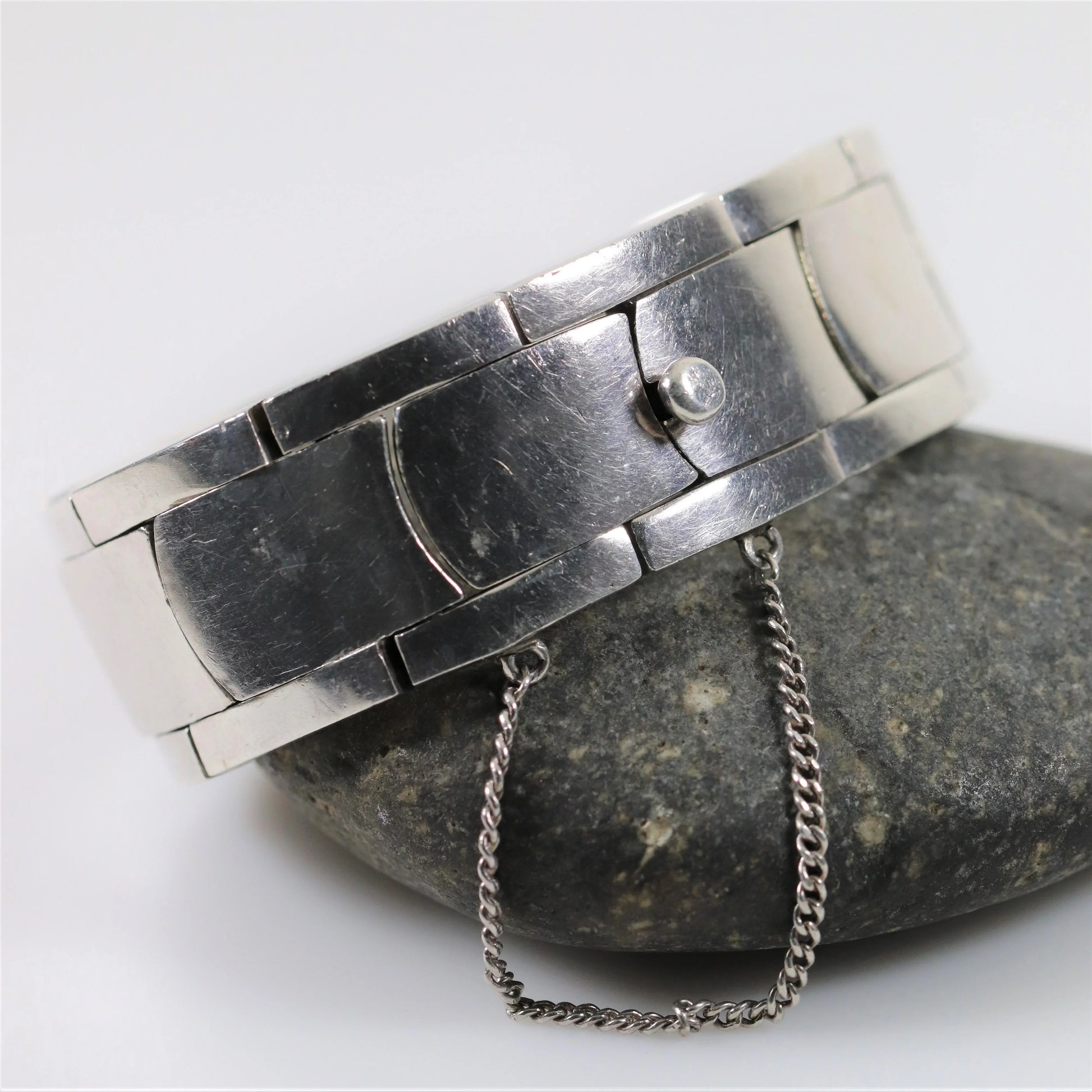 SOLD OUT: Antonio Pineda Bracelet | Taxco Mid-Century Modernist Panel | Vintage 970 Sterling Silver Mexico - Carmel Fine Silver Jewelry