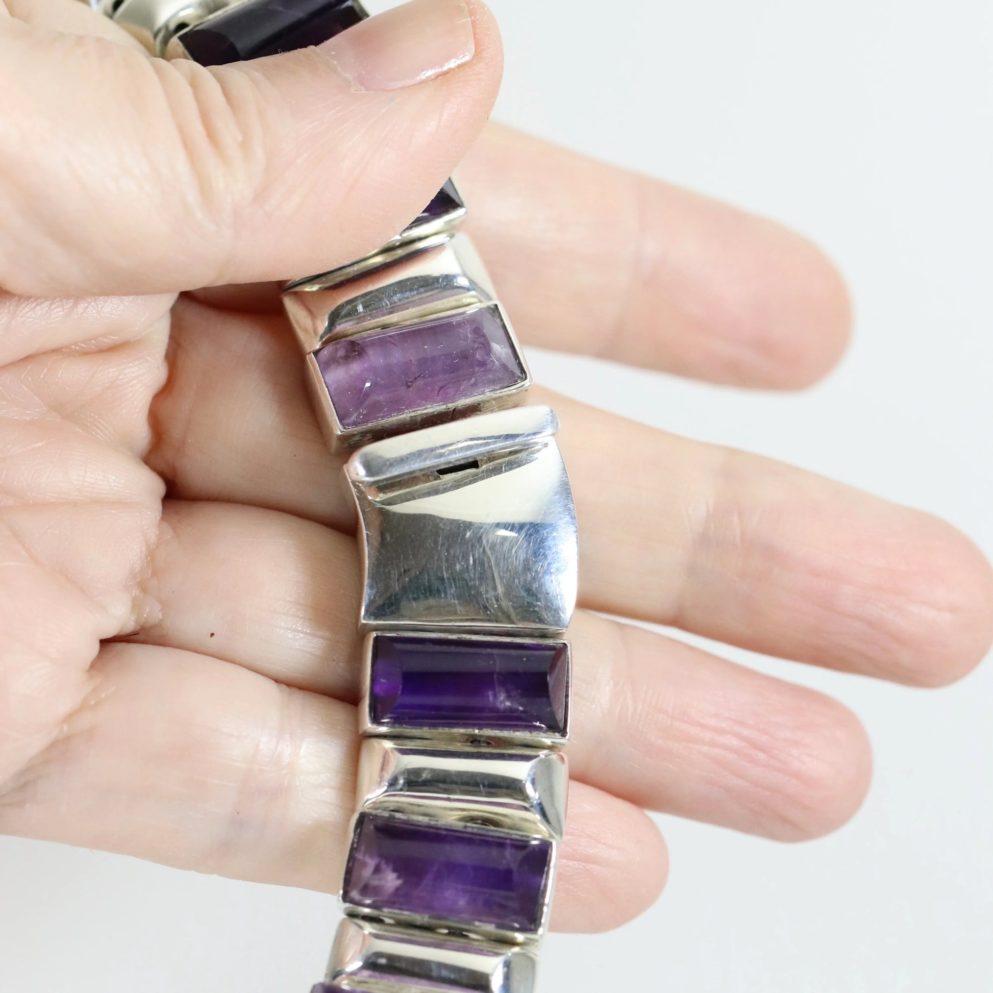 SOLD OUT: Antonio Pineda Necklace | Taxco Mid-Century Modernist Amethyst | Vintage 970 Sterling Silver Mexico - Carmel Fine Silver Jewelry