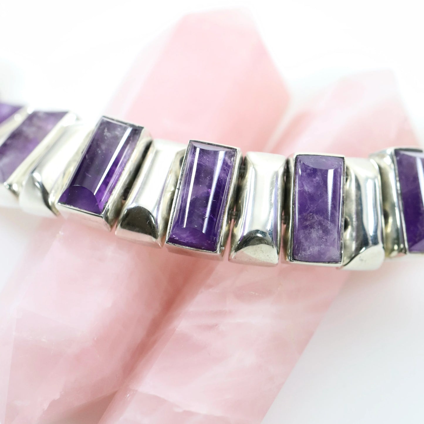 SOLD OUT: Antonio Pineda Necklace | Taxco Mid-Century Modernist Amethyst | Vintage 970 Sterling Silver Mexico - Carmel Fine Silver Jewelry