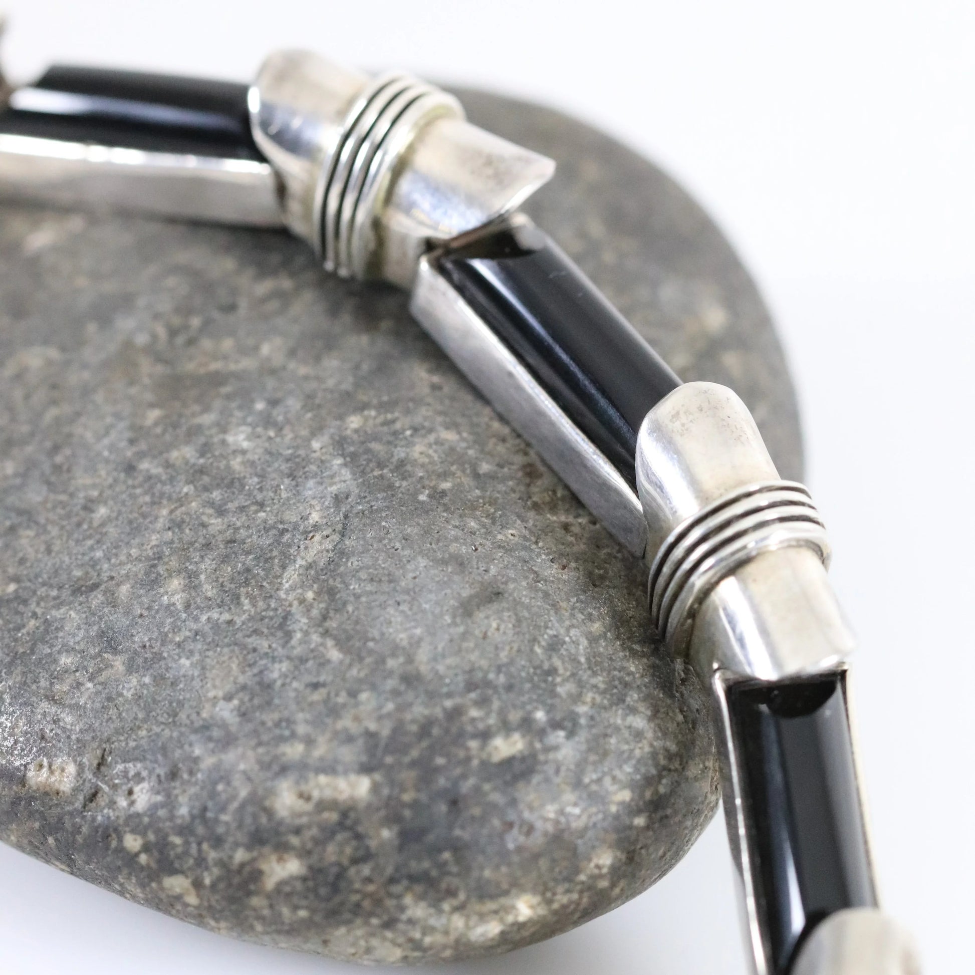SOLD OUT: Antonio Pineda Necklace | Taxco Mid-Century Modernist Long-Link Amethysts | Vintage 970 Sterling Silver Mexico - Carmel Fine Silver Jewelry