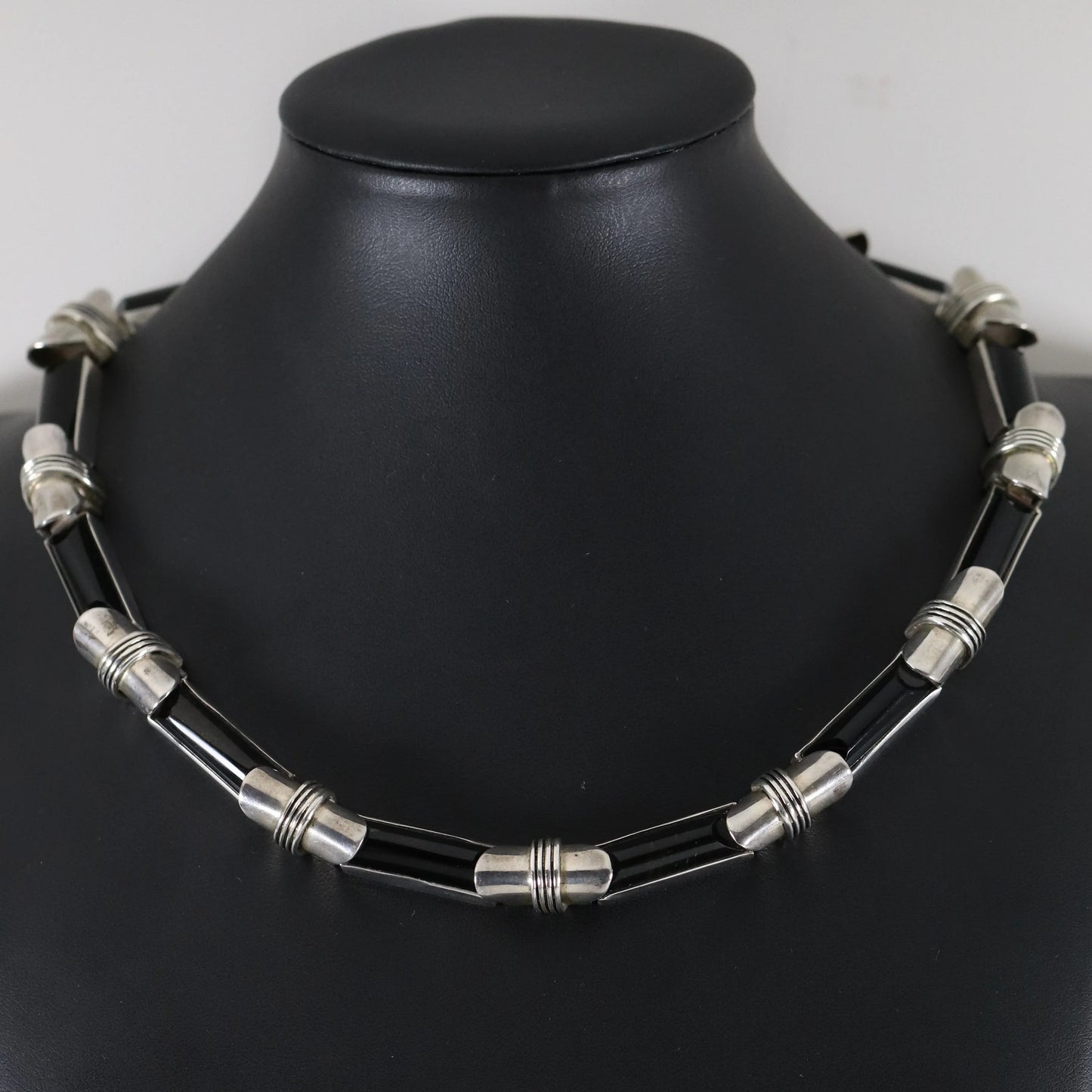 SOLD OUT: Antonio Pineda Necklace | Taxco Mid-Century Modernist Long-Link Amethysts | Vintage 970 Sterling Silver Mexico - Carmel Fine Silver Jewelry