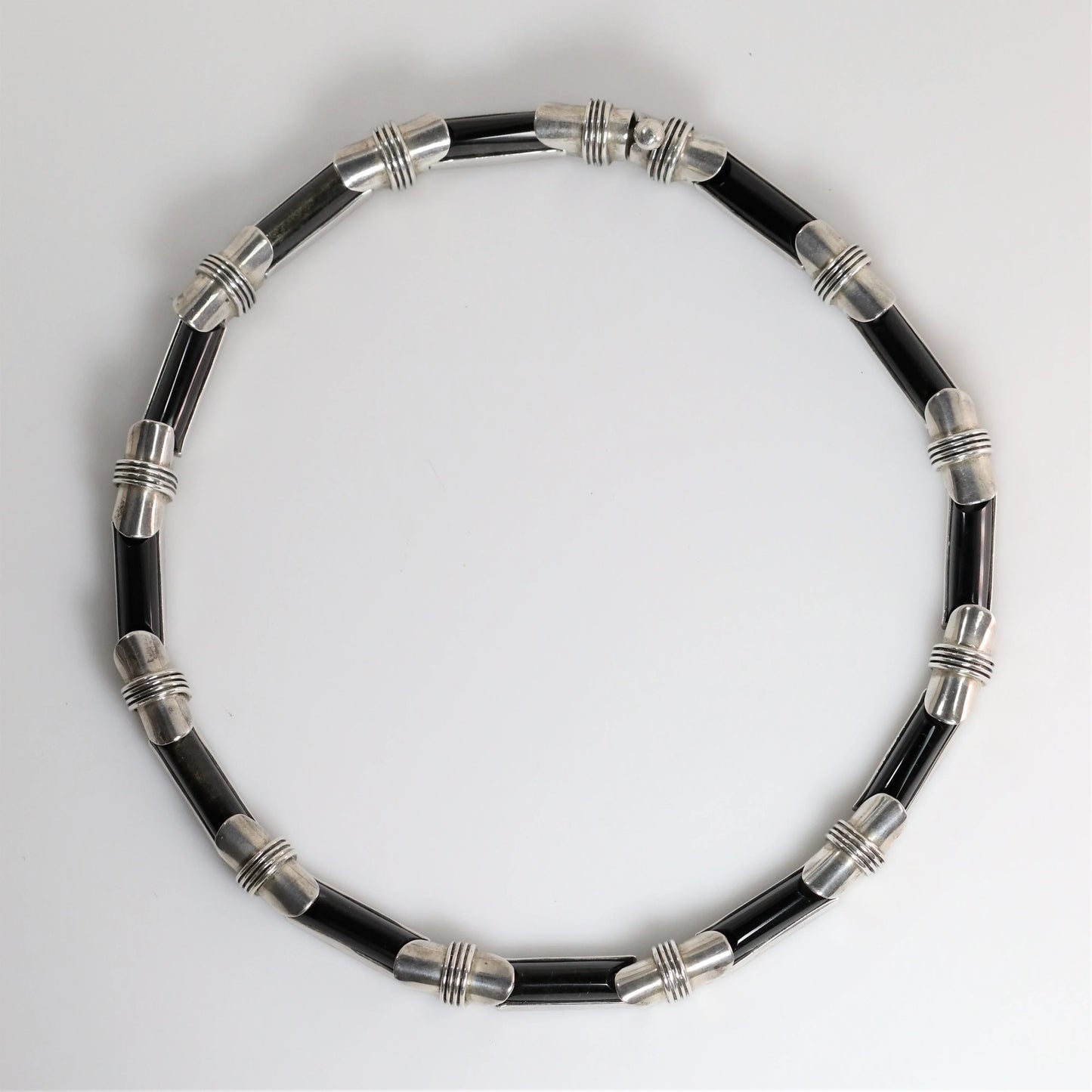SOLD OUT: Antonio Pineda Necklace | Taxco Mid-Century Modernist Long-Link Amethysts | Vintage 970 Sterling Silver Mexico - Carmel Fine Silver Jewelry