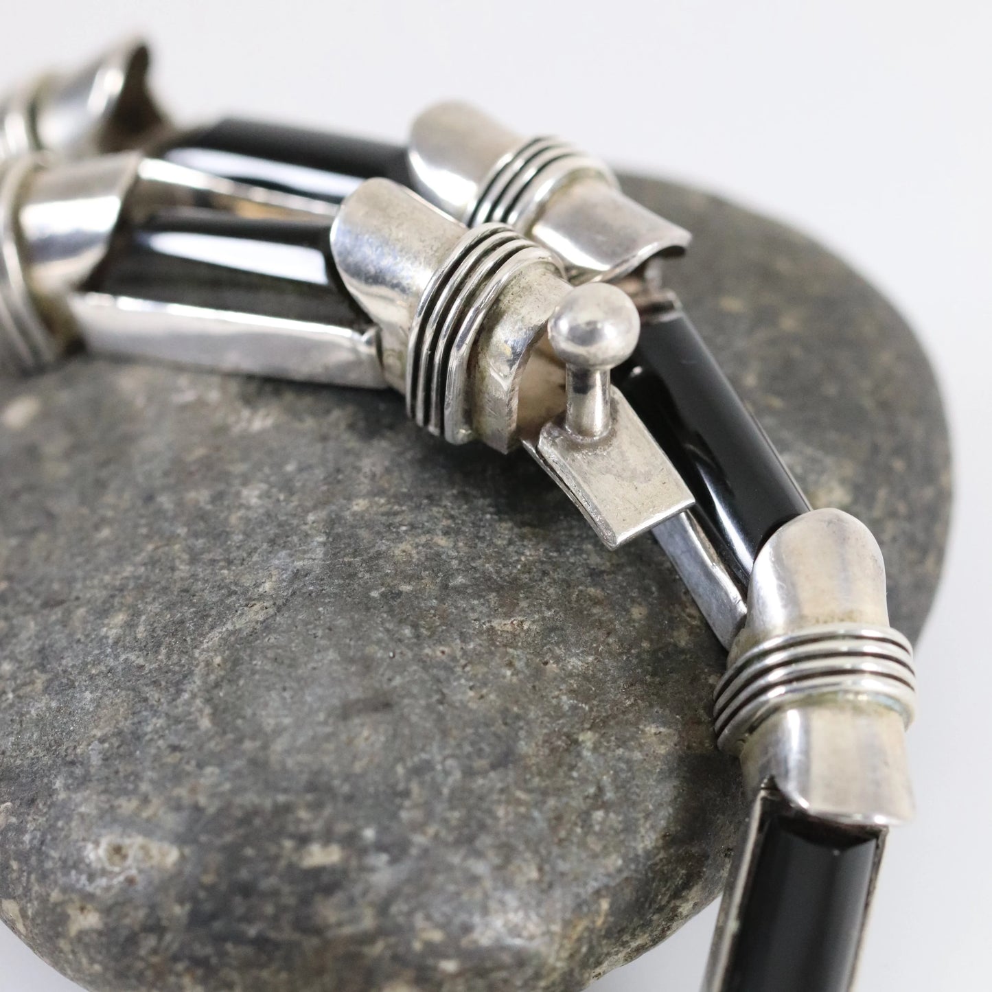 SOLD OUT: Antonio Pineda Necklace | Taxco Mid-Century Modernist Long-Link Amethysts | Vintage 970 Sterling Silver Mexico - Carmel Fine Silver Jewelry