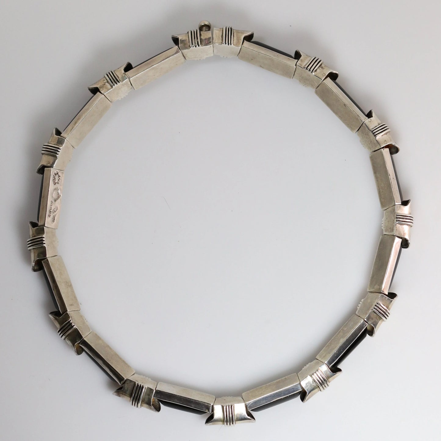 SOLD OUT: Antonio Pineda Necklace | Taxco Mid-Century Modernist Long-Link Amethysts | Vintage 970 Sterling Silver Mexico - Carmel Fine Silver Jewelry