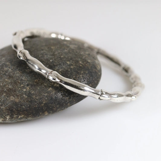 SOLD OUT: Antonio Pineda Taxco Bamboo Bangle | Vintage Sterling Silver | Mid-Century Mexico Bracelet - Carmel FSJ