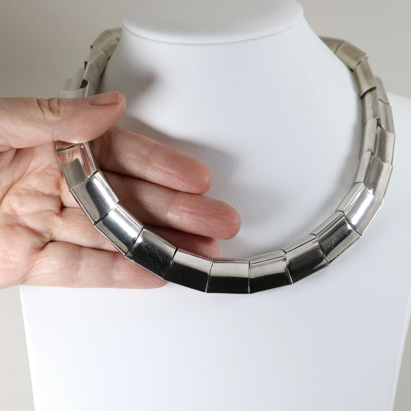SOLD OUT: Antonio Pineda Taxco Heavy Modernist Necklace | Vintage Sterling Silver | 970 Silver Mid-Century Mexico - Carmel Fine Silver Jewelry