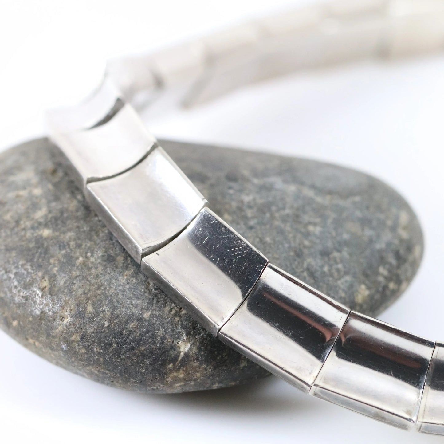 SOLD OUT: Antonio Pineda Taxco Heavy Modernist Necklace | Vintage Sterling Silver | 970 Silver Mid-Century Mexico - Carmel Fine Silver Jewelry