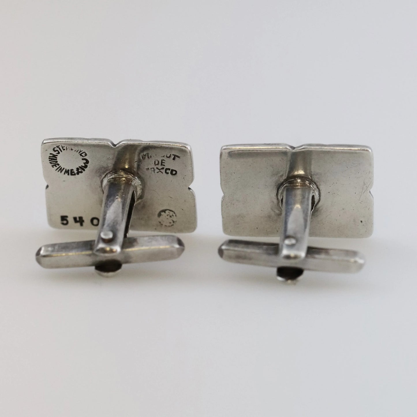 SOLD OUT: BLACK ENAMEL MARGOT DE TAXCO CUFFLINKS - Carmel Fine Silver Jewelry