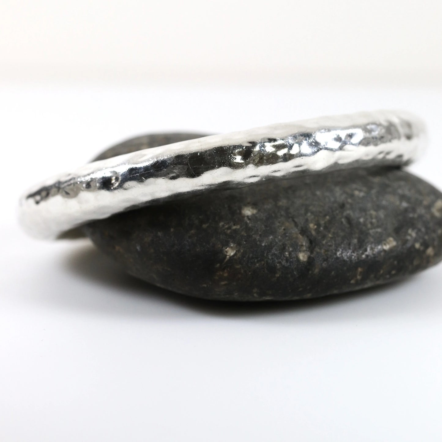 SOLD OUT: Chunky Modernist Bangle | Vintage Sterling Silver | Hammered Bracelet - Carmel Fine Silver Jewelry
