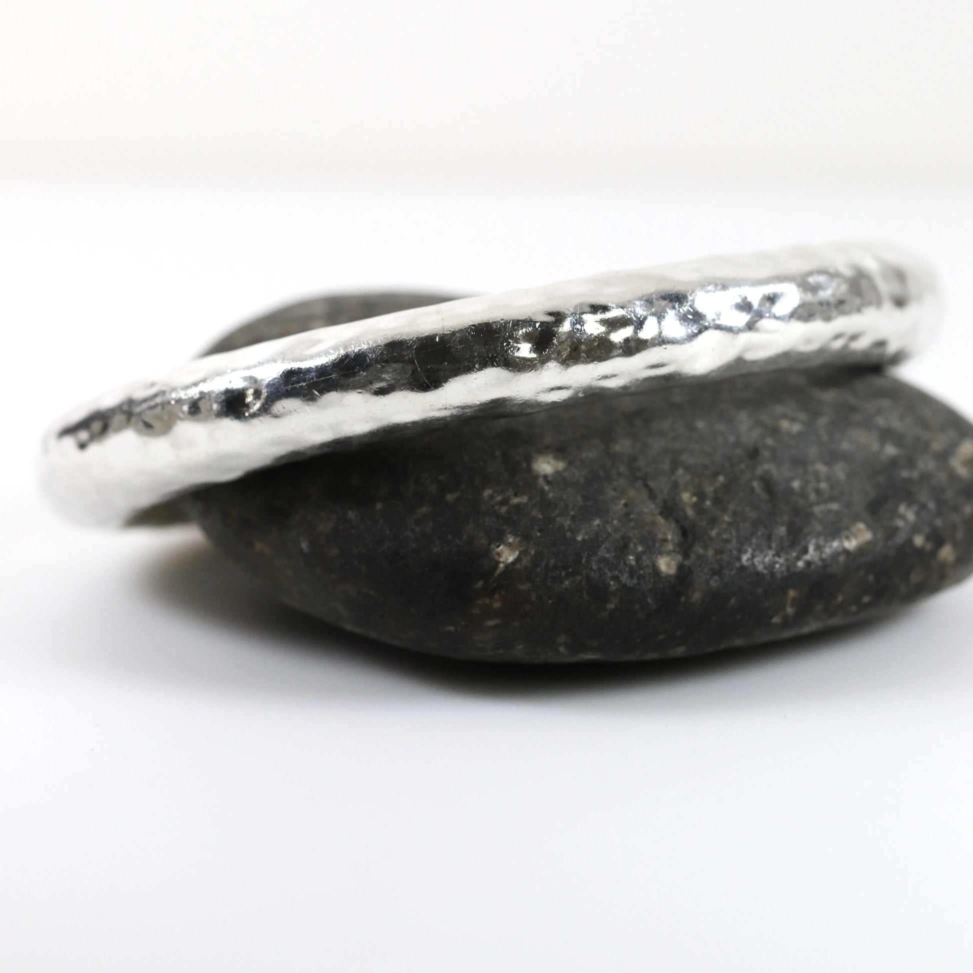 SOLD OUT: Chunky Modernist Bangle | Vintage Sterling Silver | Hammered Bracelet - Carmel Fine Silver Jewelry