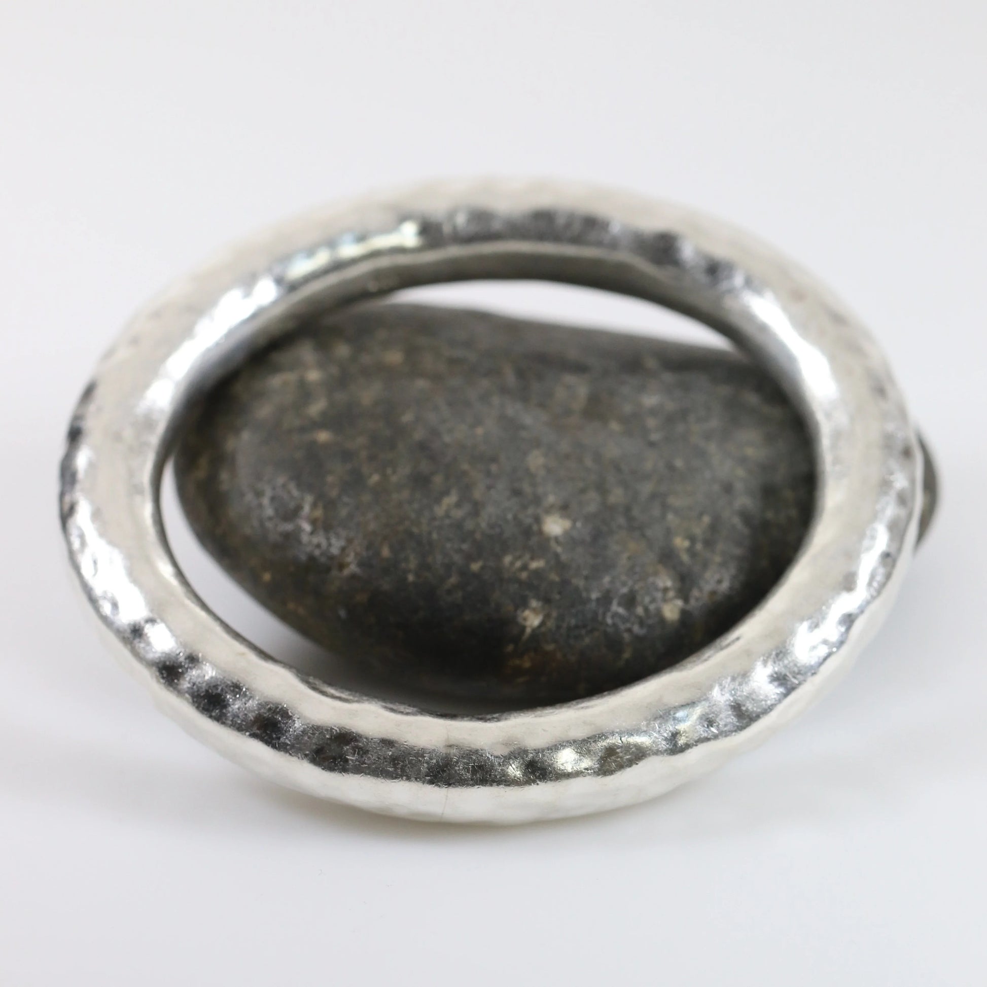 SOLD OUT: Chunky Modernist Bangle | Vintage Sterling Silver | Hammered Bracelet - Carmel Fine Silver Jewelry