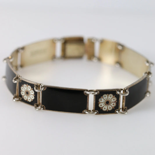 SOLD OUT: DAVID ANDERSEN BLACK AND WHITE ENAMEL BRACELET - Carmel Fine Silver Jewelry