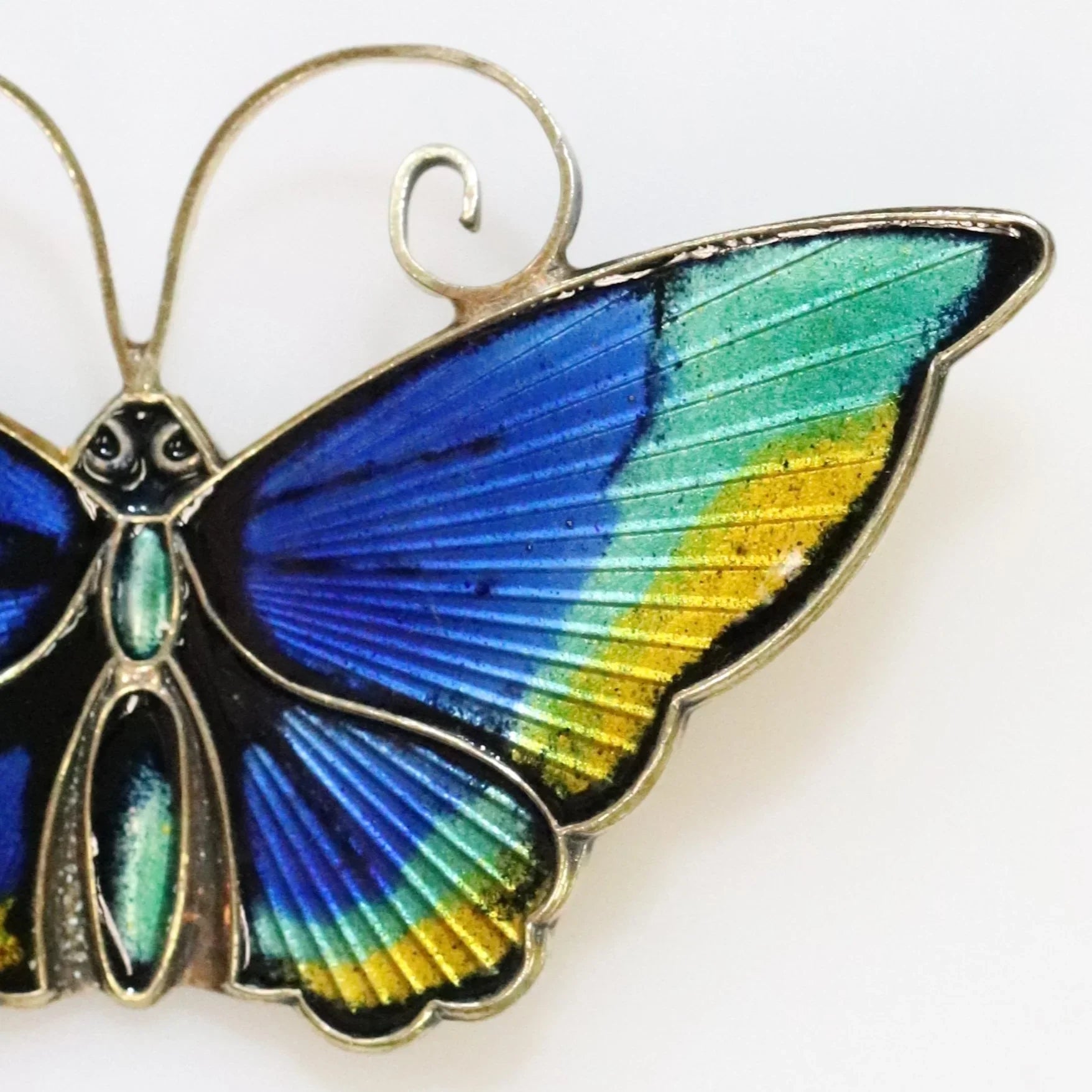 SOLD OUT: DAVID ANDERSEN GUILLOCHE MULTI-COLOR BUTTERFLY PIN - Carmel Fine Silver Jewelry