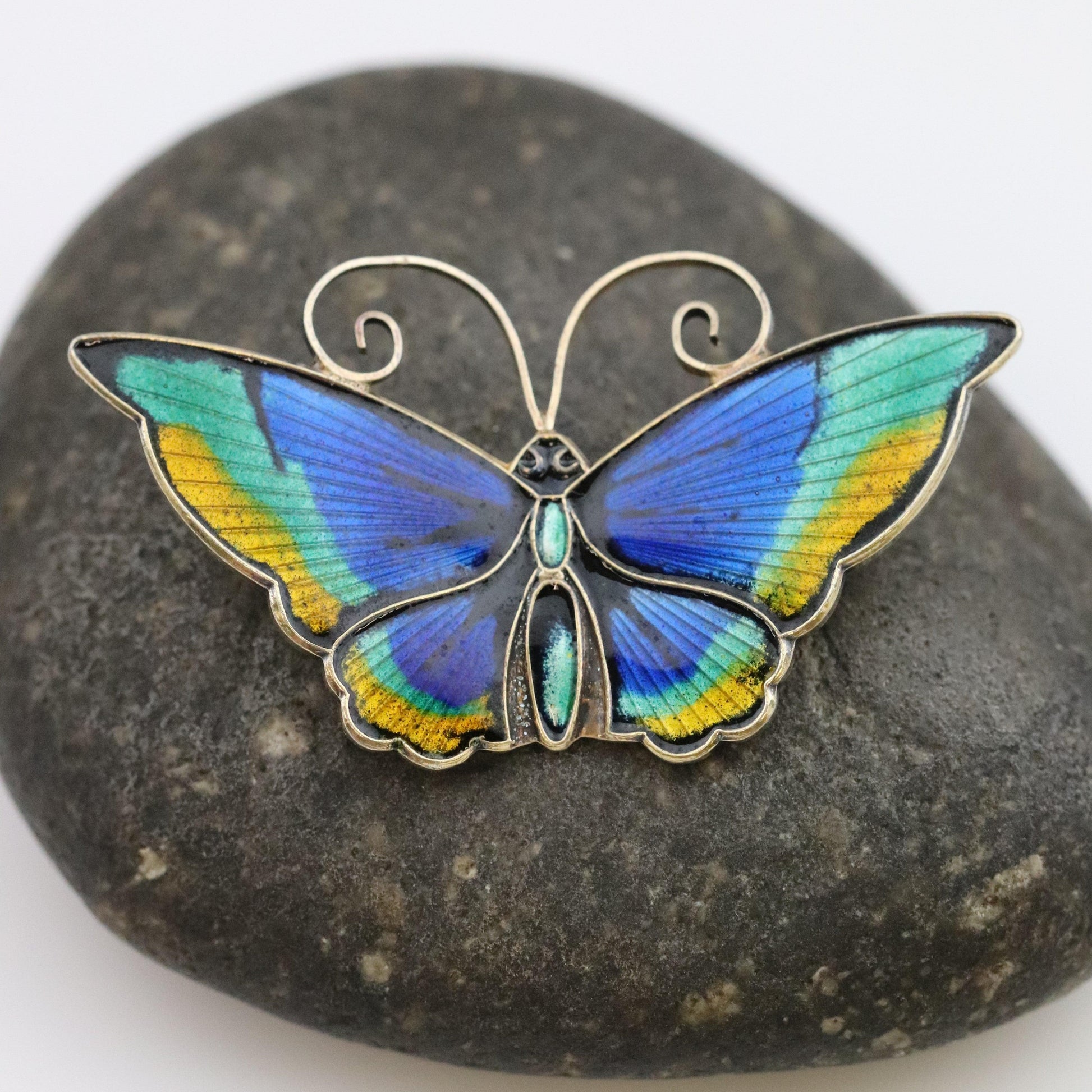 SOLD OUT: DAVID ANDERSEN GUILLOCHE MULTI-COLOR BUTTERFLY PIN - Carmel FSJ