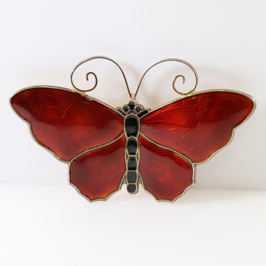 SOLD OUT: DAVID ANDERSEN LARGE RED BUTTERFLY PIN - Carmel FSJ