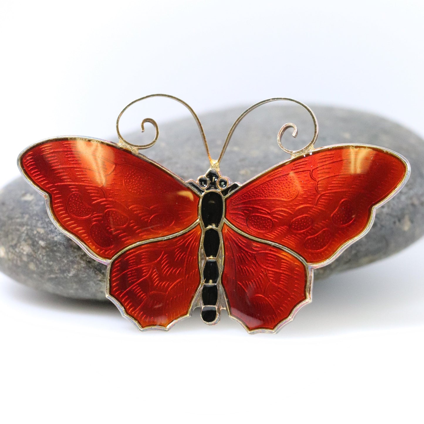 SOLD OUT: DAVID ANDERSEN LARGE RED BUTTERFLY PIN - Carmel FSJ