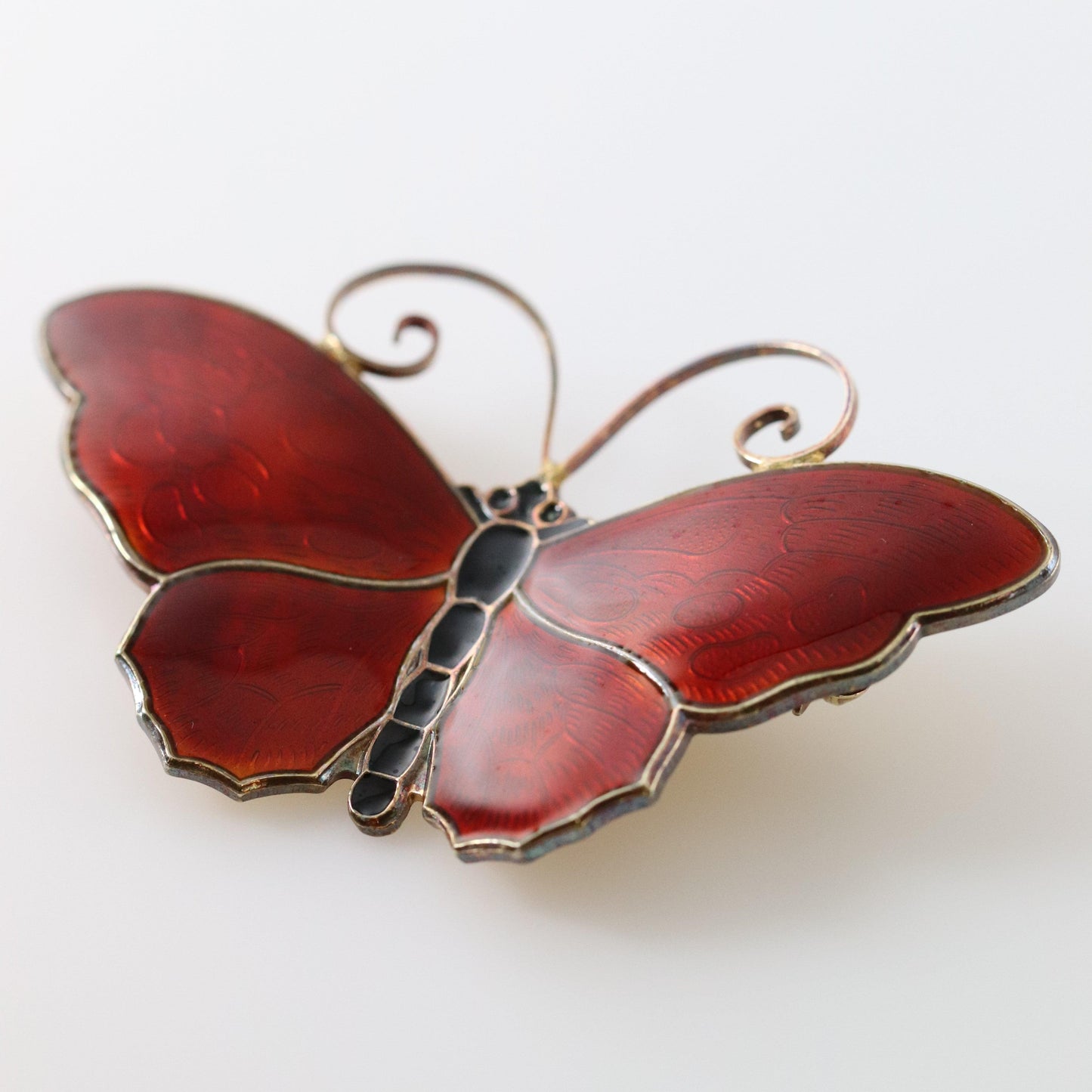 SOLD OUT: DAVID ANDERSEN LARGE RED BUTTERFLY PIN - Carmel FSJ