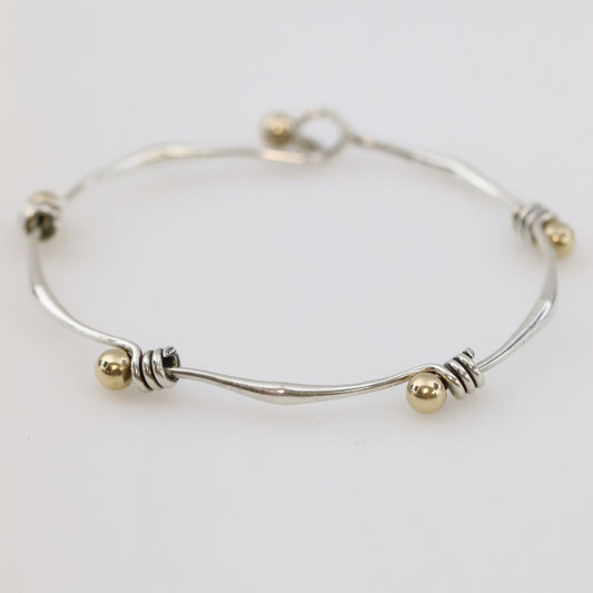 SOLD OUT: ED LEVIN 14K BALL AND SILVER BAR BRACELET - Carmel Fine Silver Jewelry