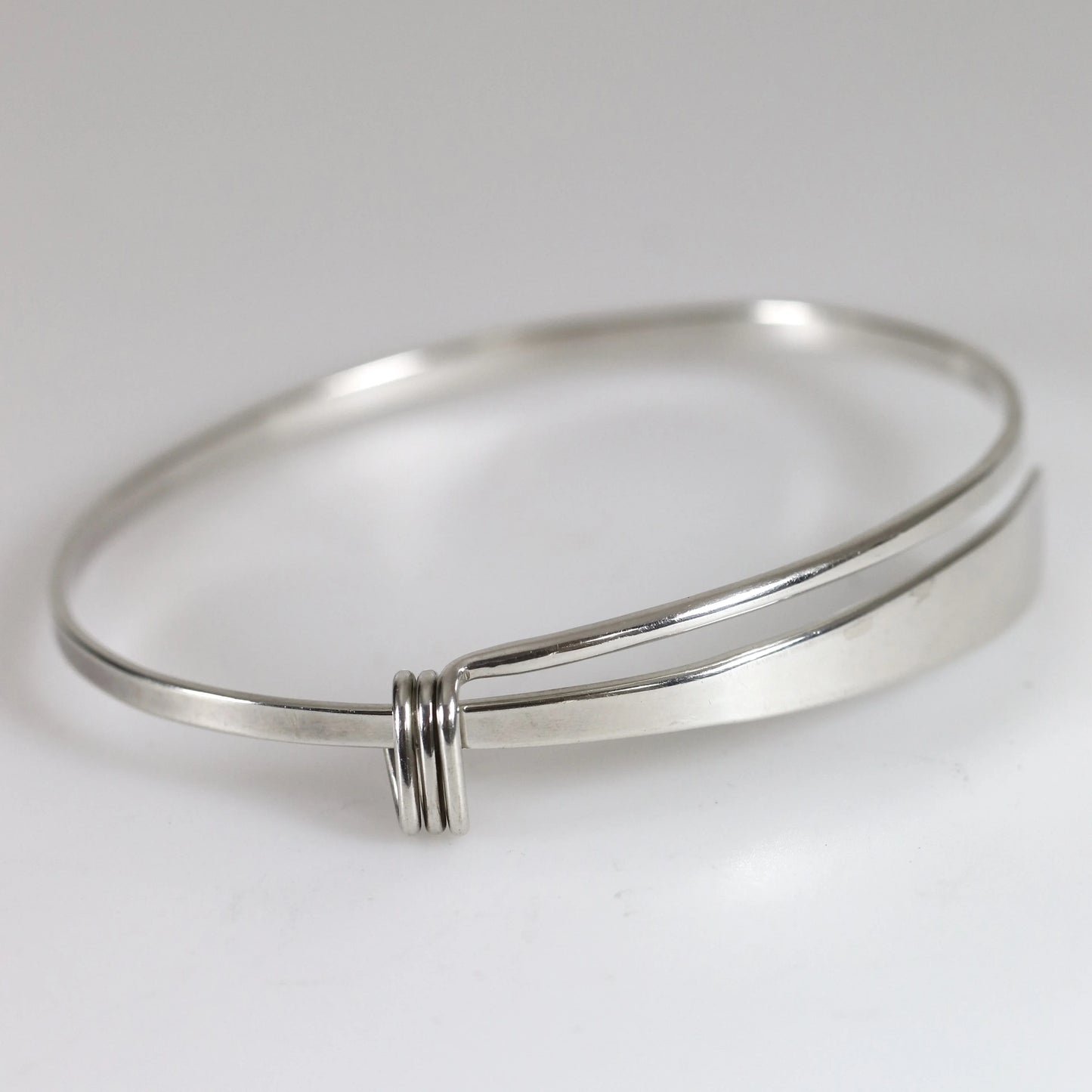 SOLD OUT: Ed Levin Blade Bracelet | Vintage Sterling Silver | Adjustable Modernist Mid-Century Bangle - Carmel Fine Silver Jewelry