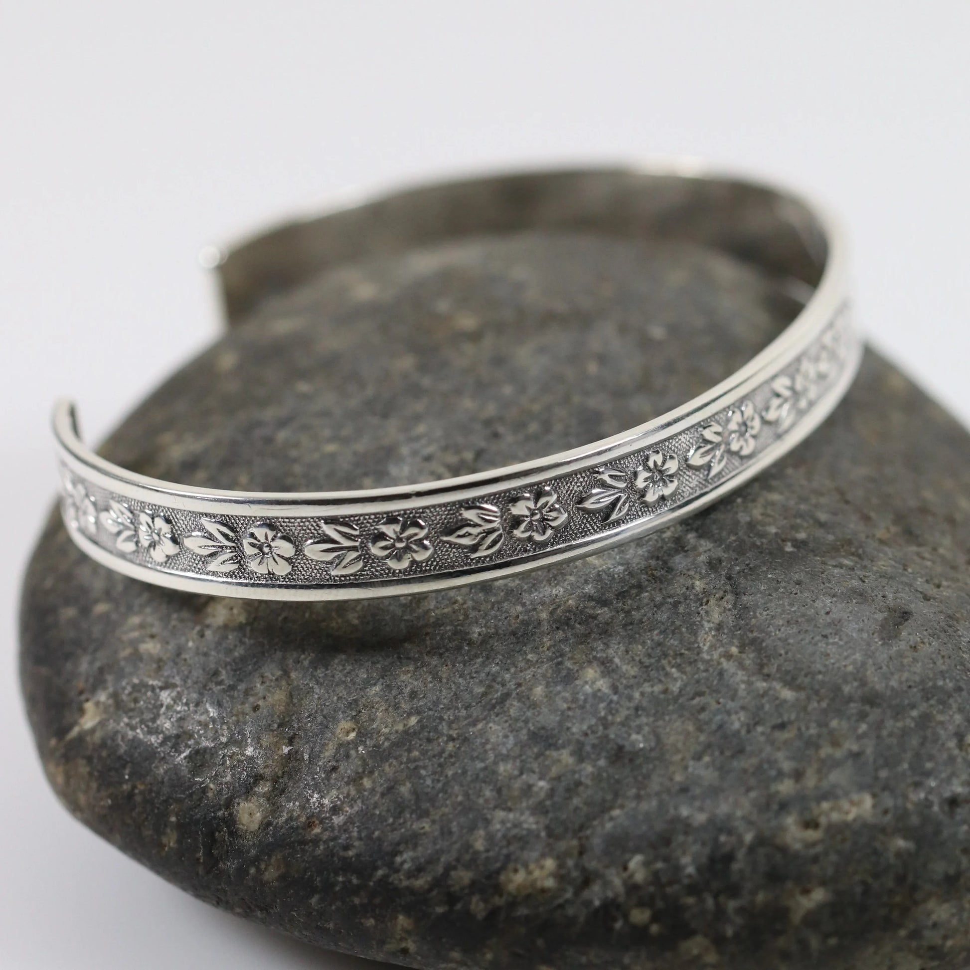 SOLD OUT: Ed Levin Bracelet | Flower Pattern Bracelet | Vintage Sterling Silver Vermont - Carmel Fine Silver Jewelry