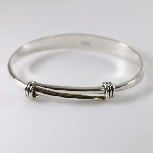 SOLD OUT: Ed Levin Heavy Grand Signature Bangle (7 1/2") | Vintage Sterling Silver | Modernist Slider Bracelet Vermont - Carmel Fine Silver Jewelry