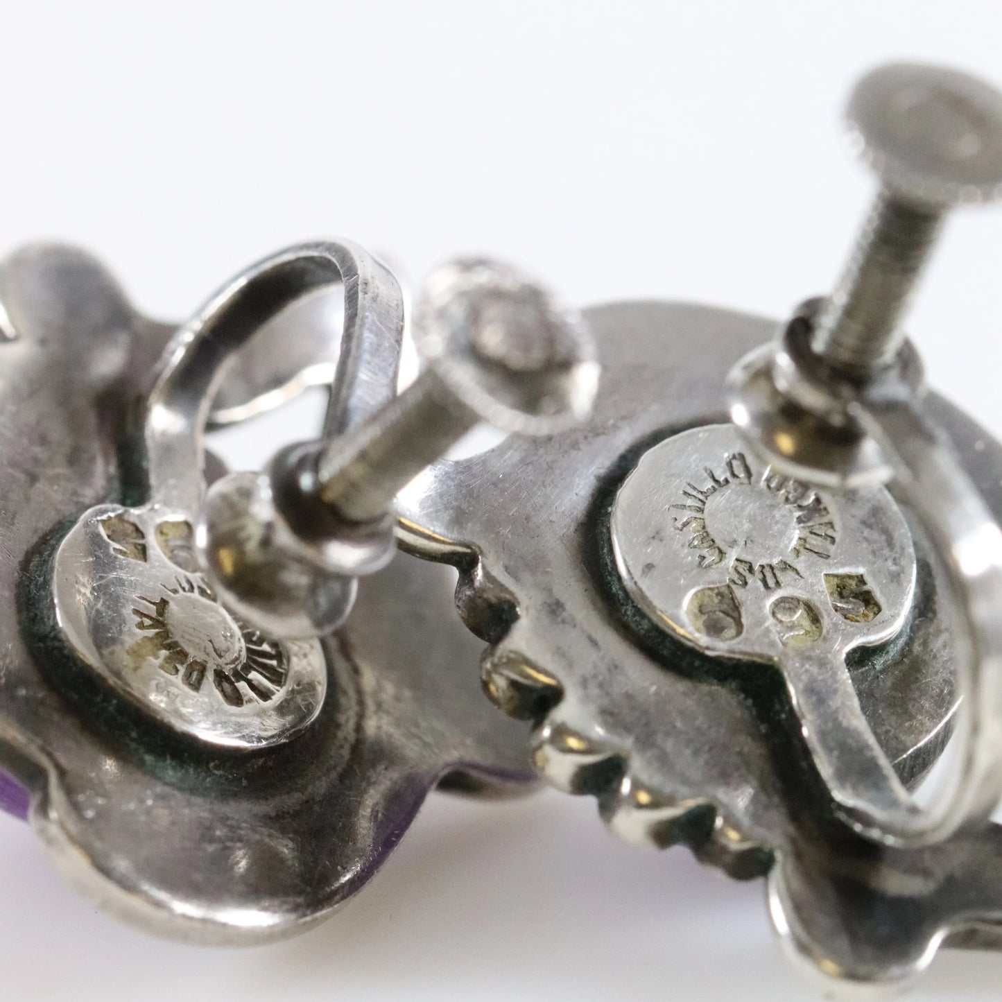 SOLD OUT: Floral Los Castillo Amethyst Taxco Earrings - Carmel Fine Silver Jewelry