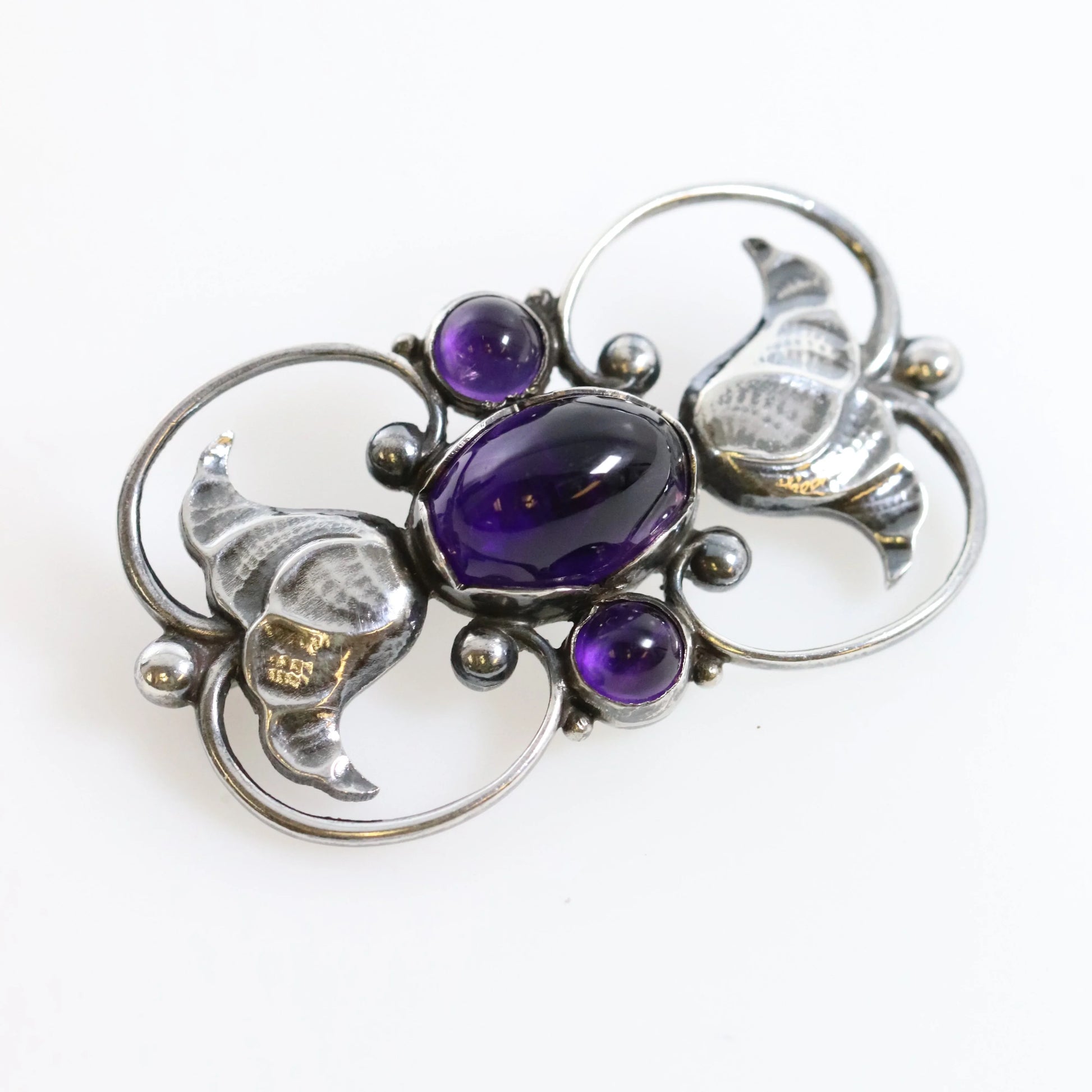 SOLD OUT: GEORG JENSEN AMETHYST BROOCH 236A - Carmel Fine Silver Jewelry