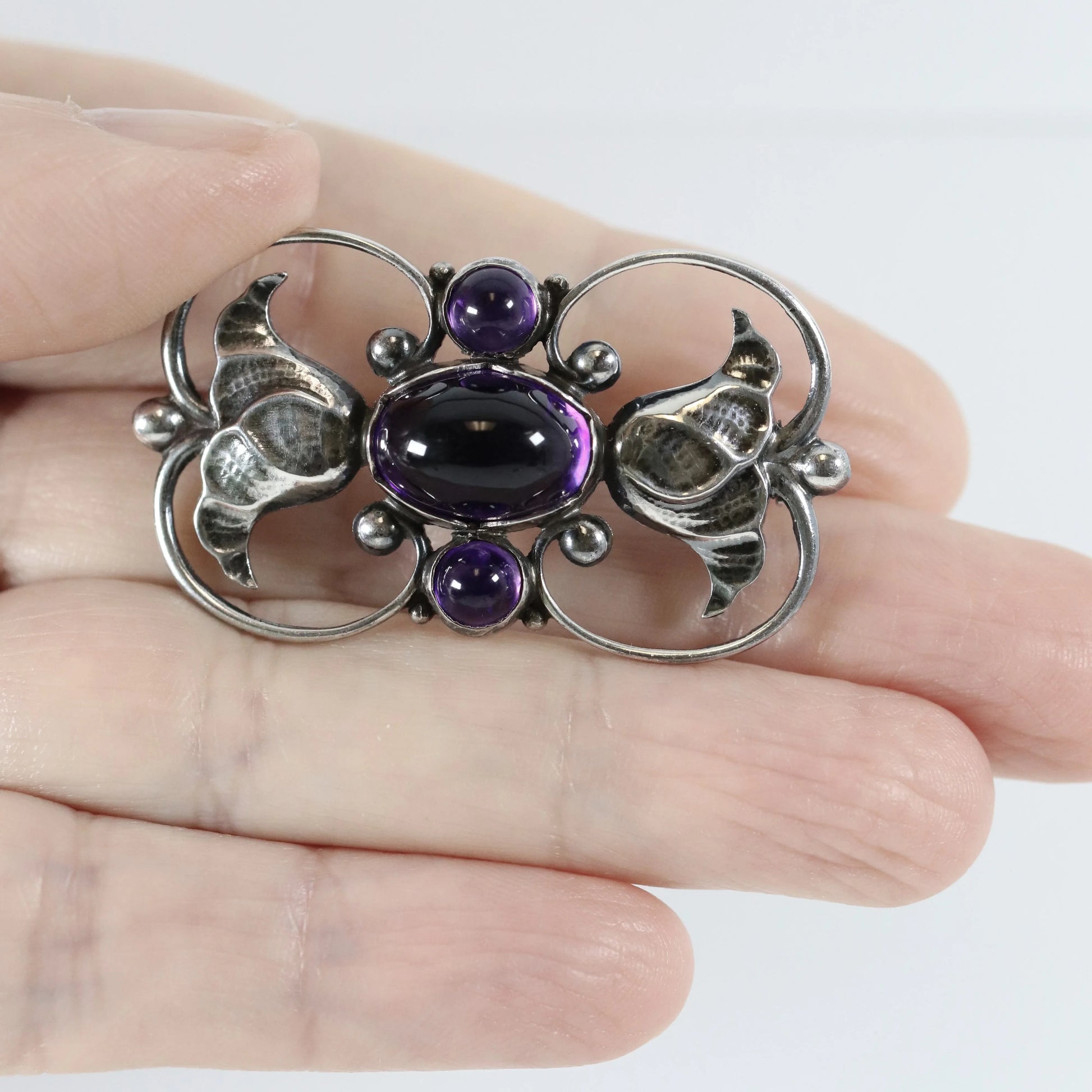 SOLD OUT: GEORG JENSEN AMETHYST BROOCH 236A - Carmel Fine Silver Jewelry