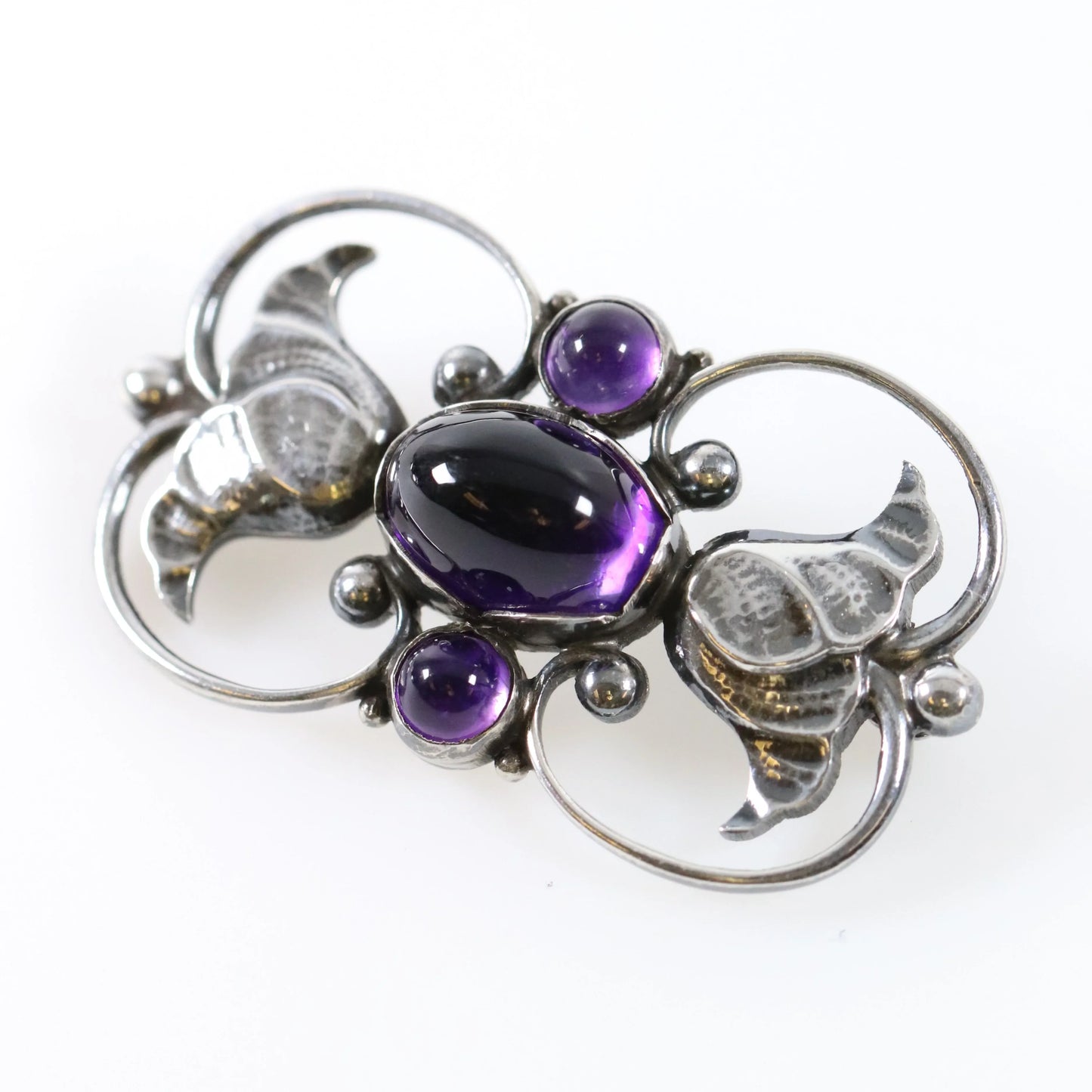 SOLD OUT: GEORG JENSEN AMETHYST BROOCH 236A - Carmel Fine Silver Jewelry