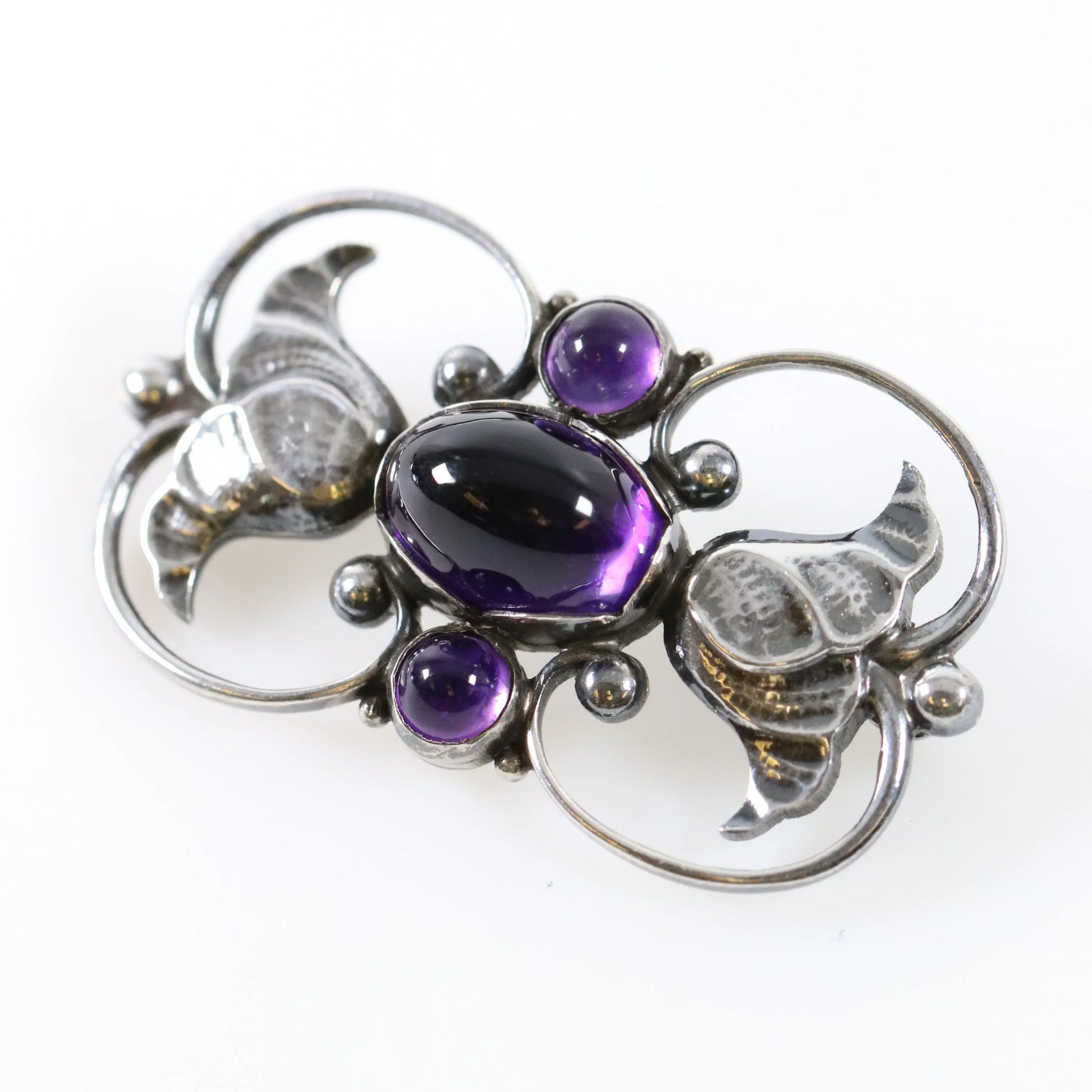 SOLD OUT: GEORG JENSEN AMETHYST BROOCH 236A - Carmel Fine Silver Jewelry