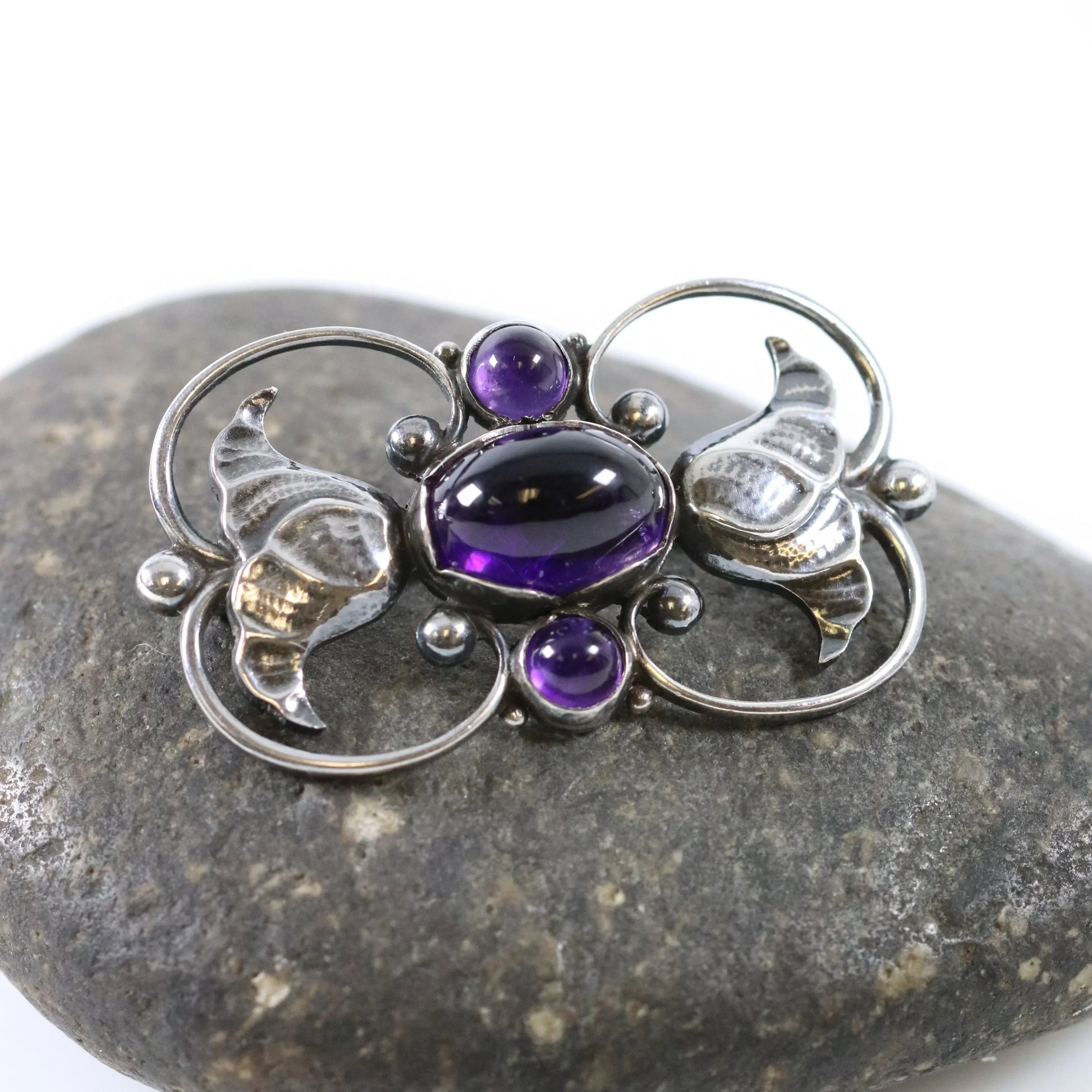 SOLD OUT: GEORG JENSEN AMETHYST BROOCH 236A - Carmel Fine Silver Jewelry