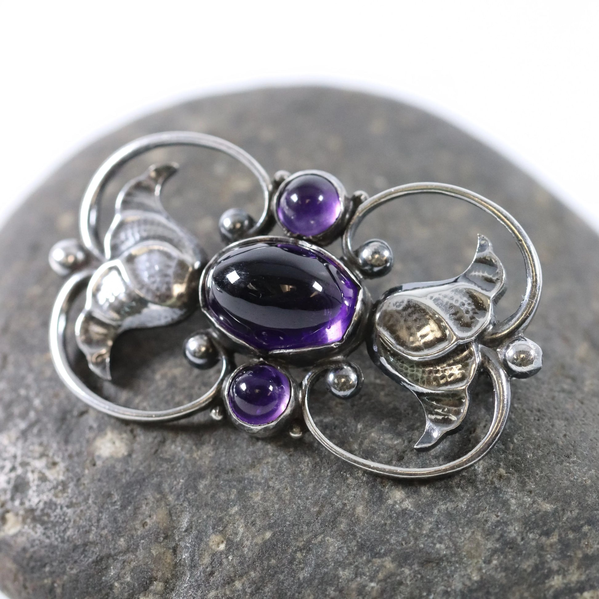 SOLD OUT: GEORG JENSEN AMETHYST BROOCH 236A - Carmel Fine Silver Jewelry