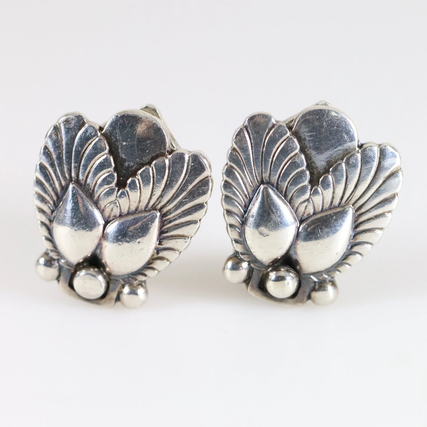 SOLD OUT: Georg Jensen Bittersweet Clip-On Earrings 110 | Vintage Sterling Silver | Albertus Gundorph Mid Century Denmark - Carmel Fine Silver Jewelry