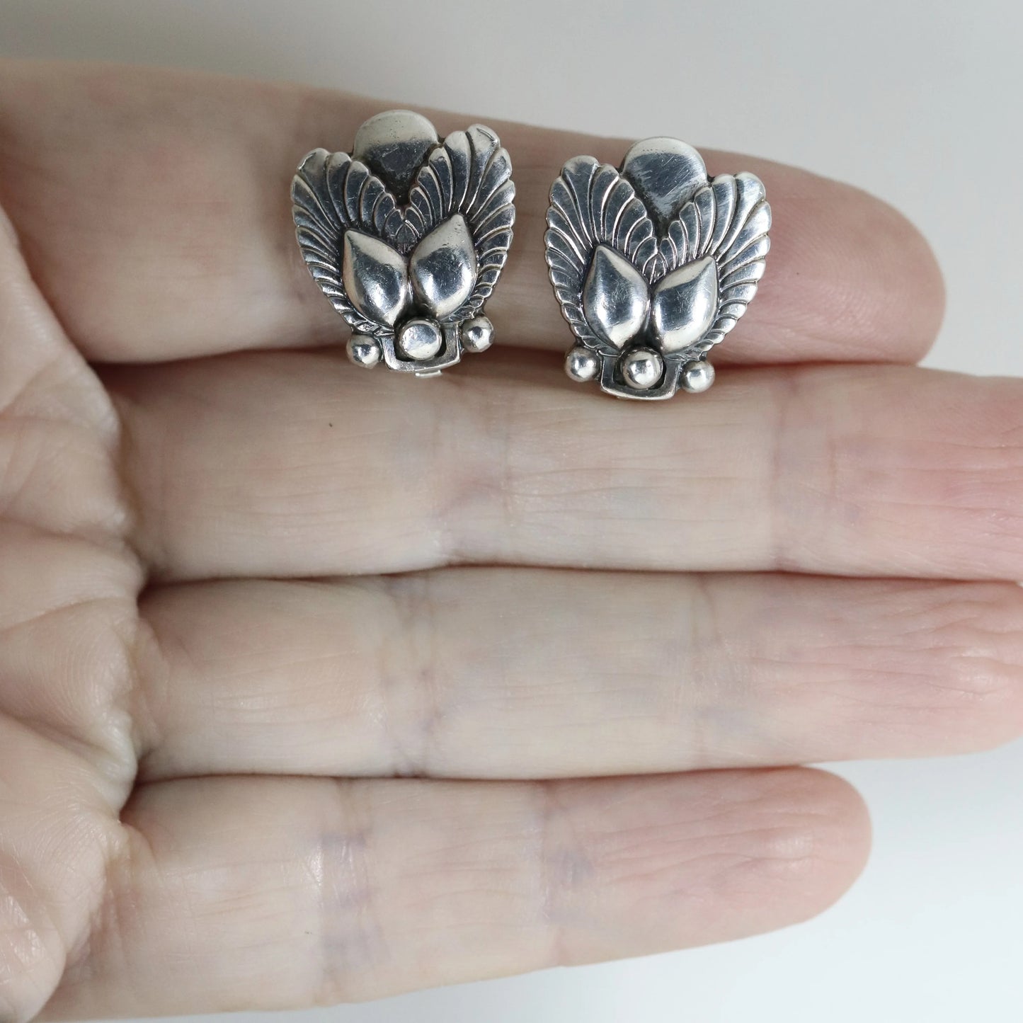 SOLD OUT: Georg Jensen Bittersweet Clip-On Earrings 110 | Vintage Sterling Silver | Albertus Gundorph Mid Century Denmark - Carmel Fine Silver Jewelry